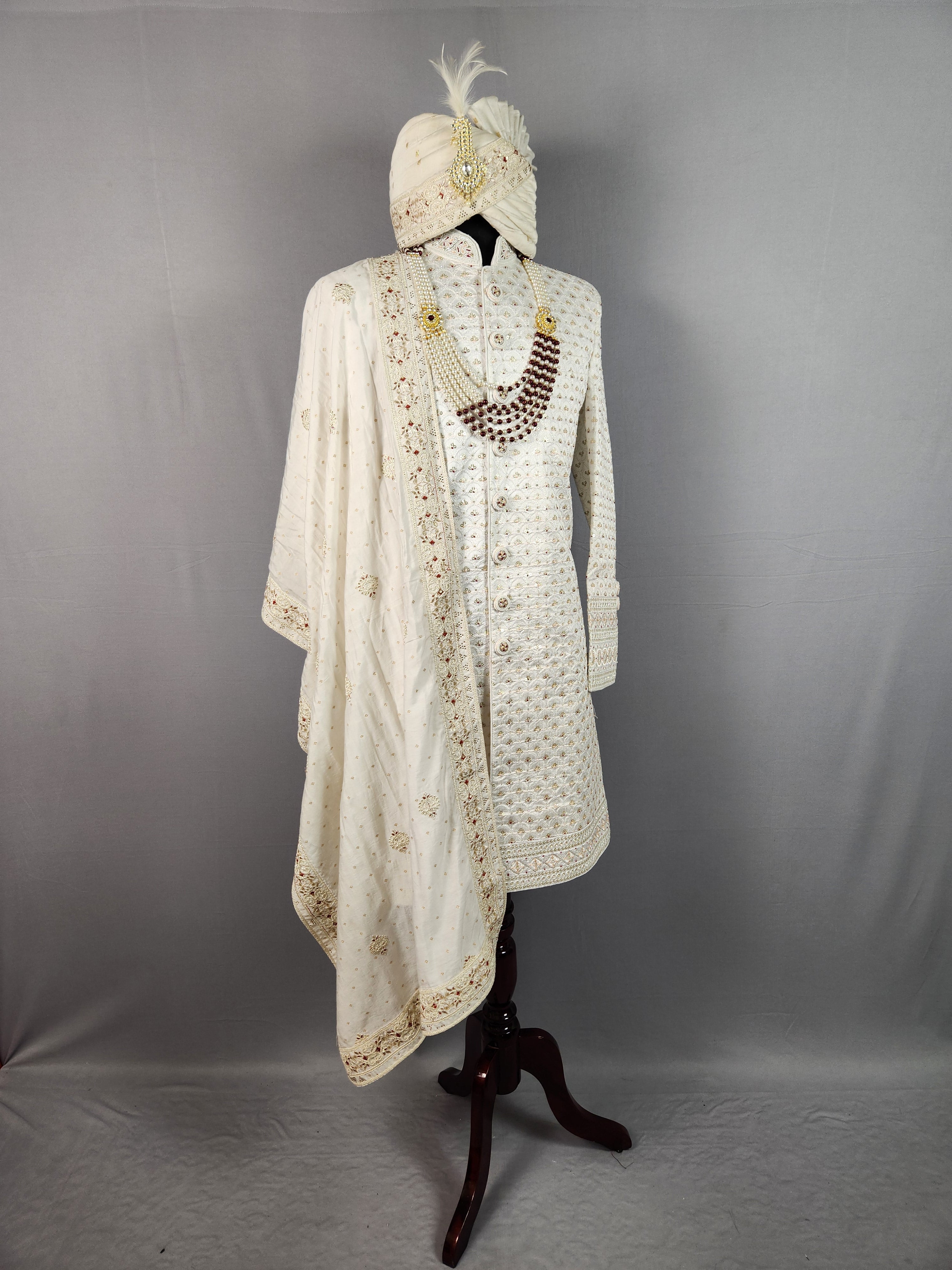 White Sherwani for Groom  -   Indian Wedding Outfit for Men