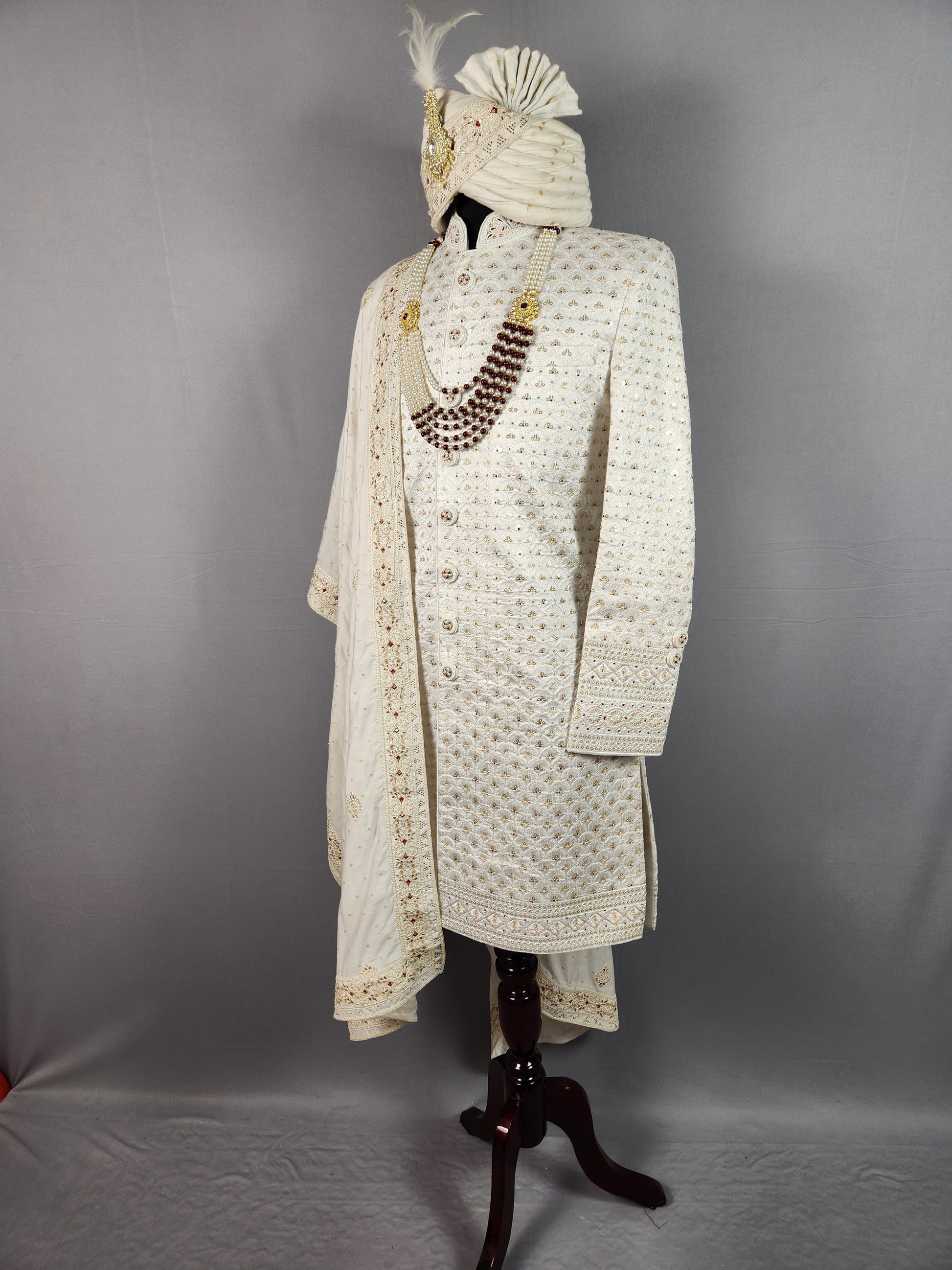 White Sherwani for Groom  -   Indian Wedding Outfit for Men