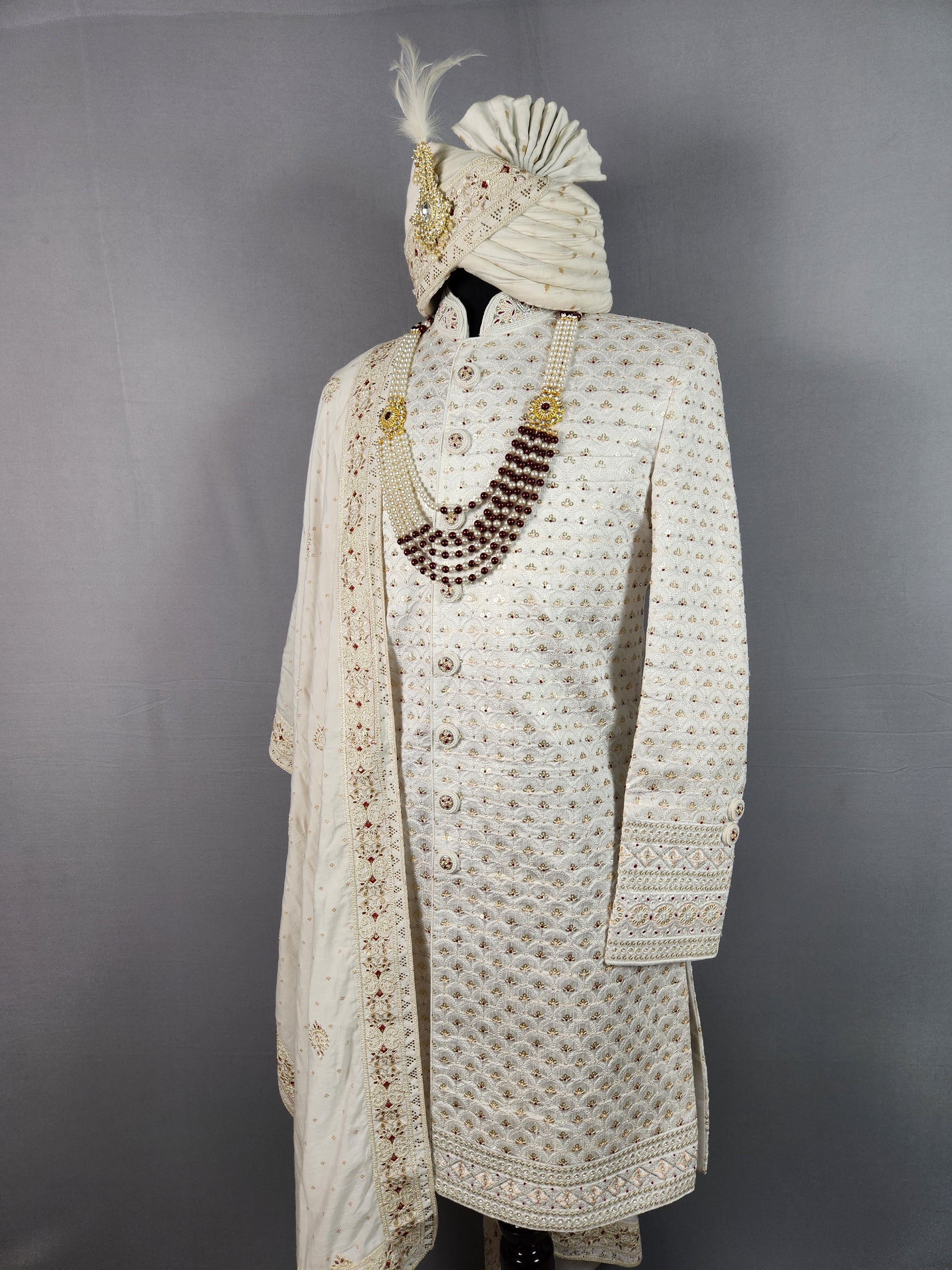 White Sherwani for Groom  -   Indian Wedding Outfit for Men