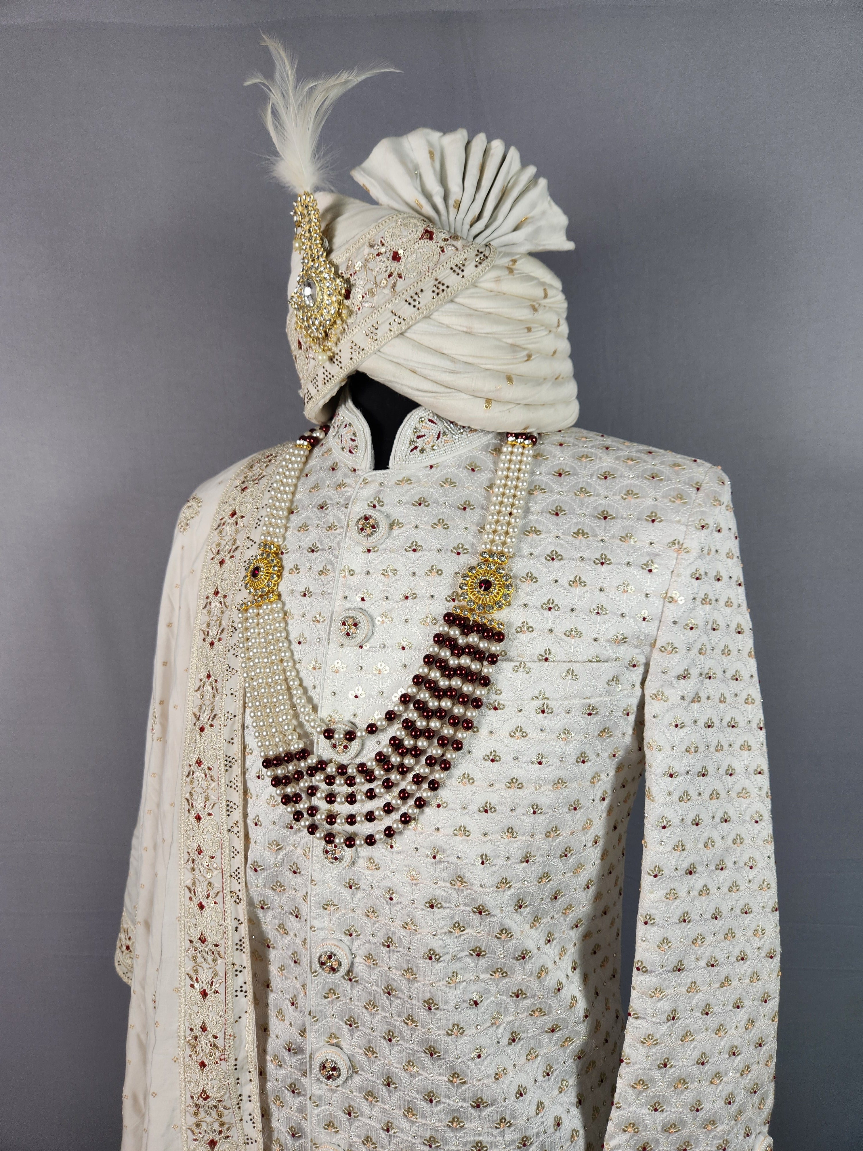 White Sherwani for Groom  -   Indian Wedding Outfit for Men