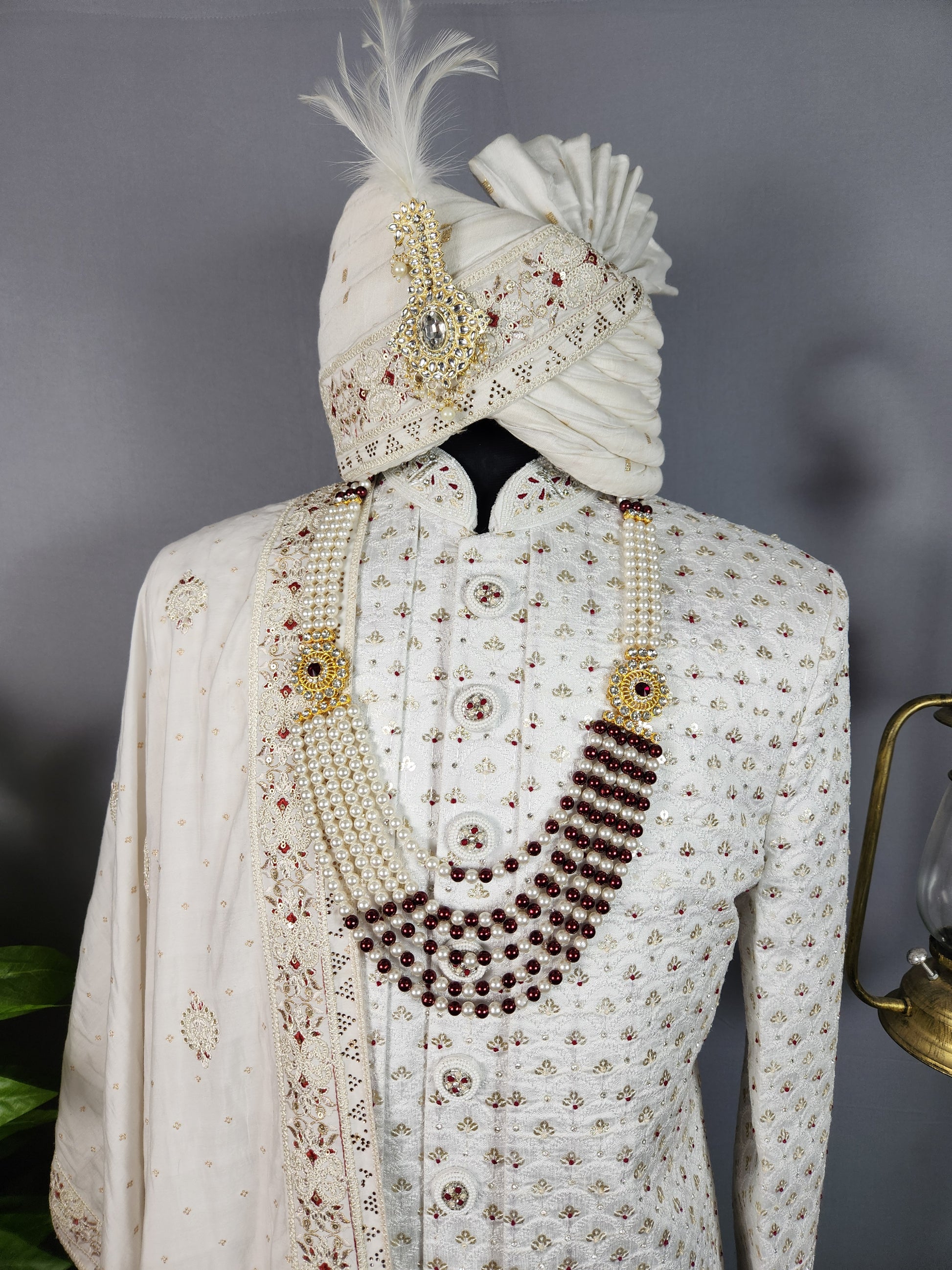 white wedding sherwani for groom