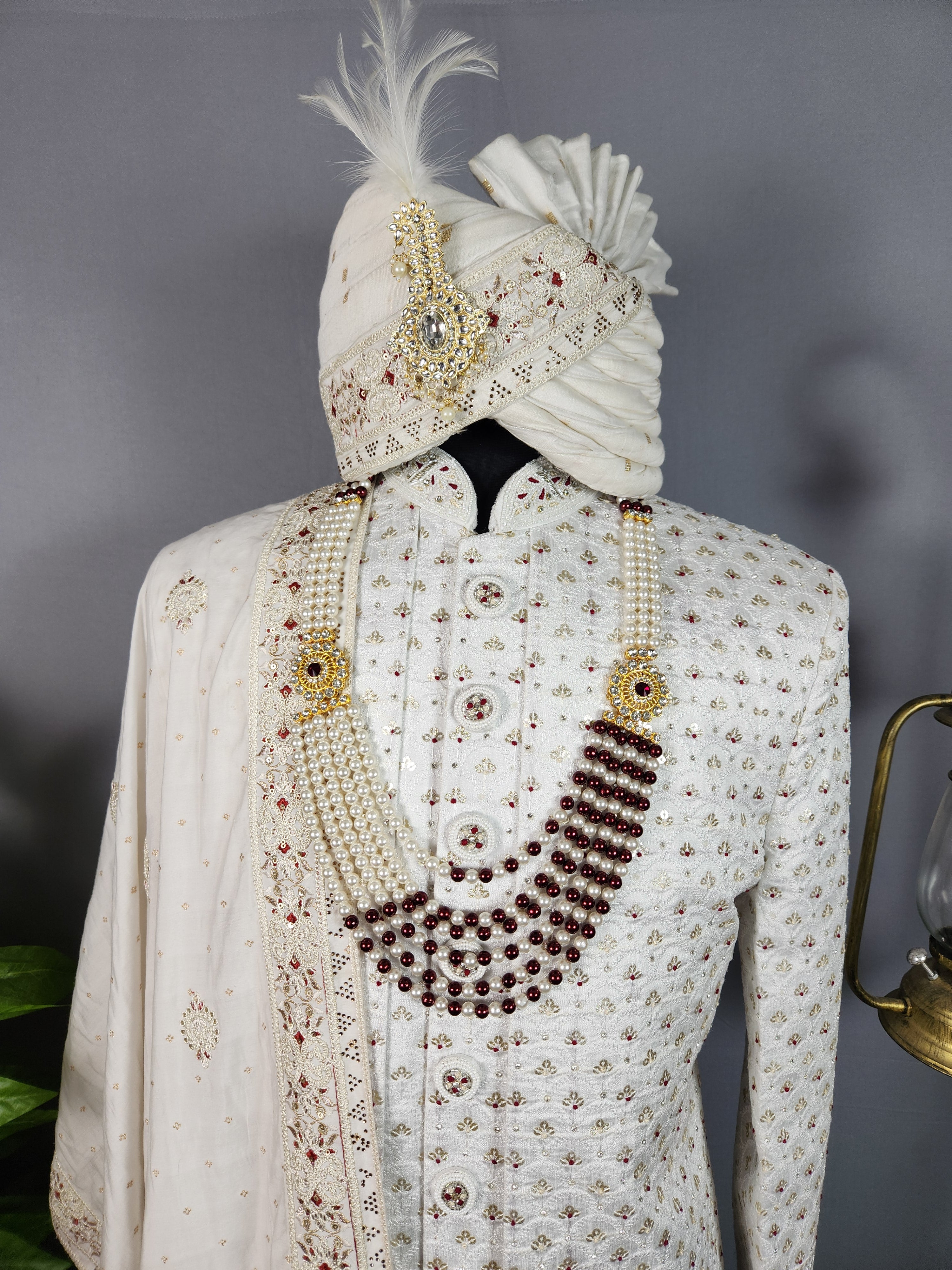 white wedding sherwani for groom