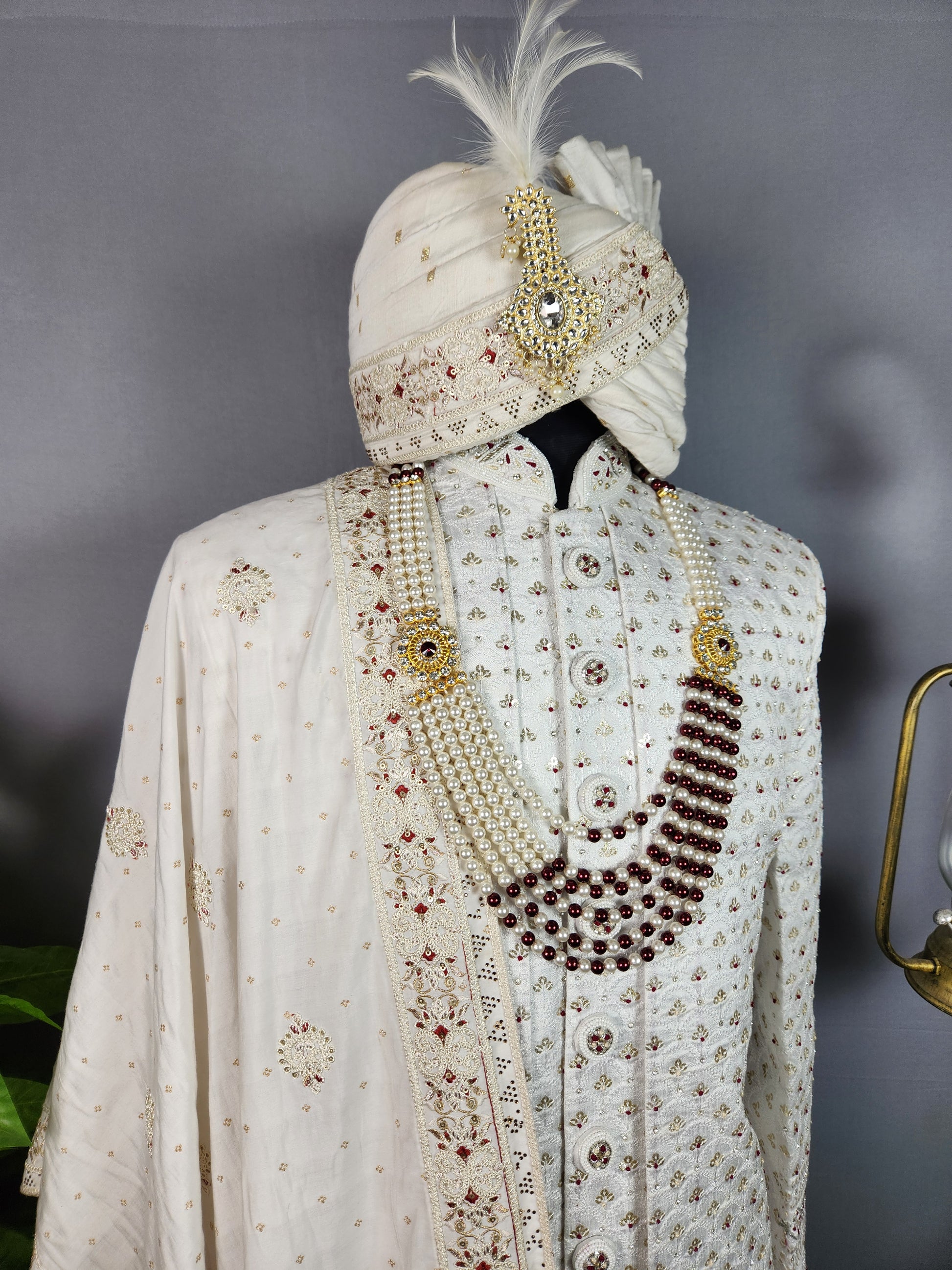 white wedding sherwani for groom