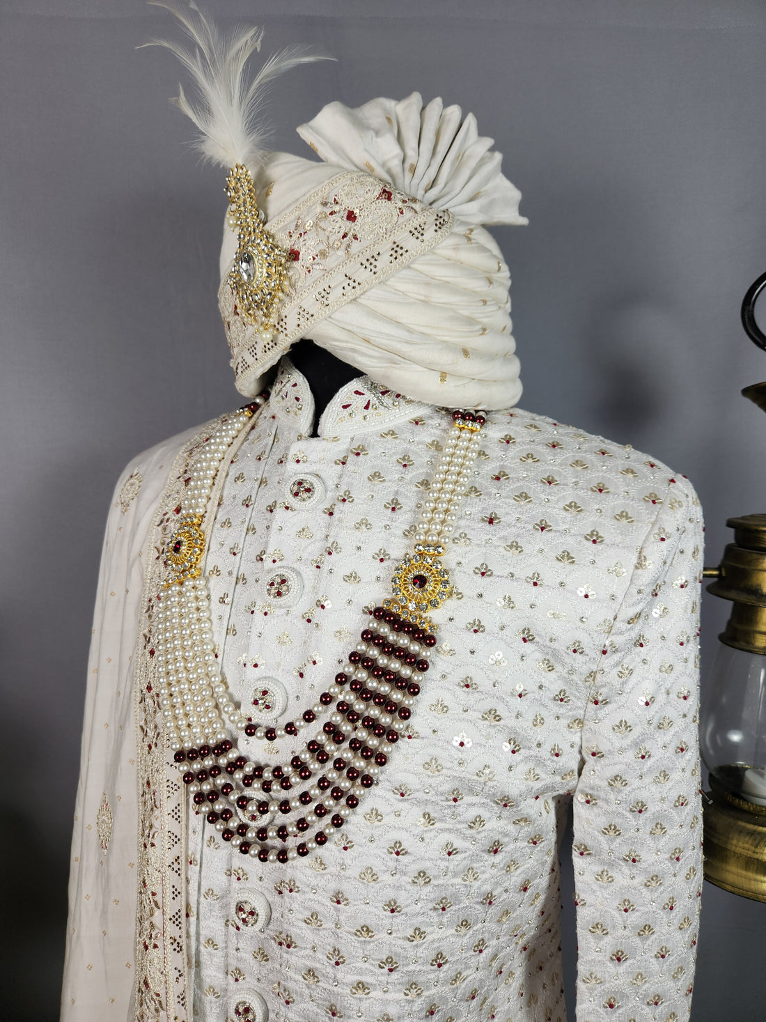 white wedding sherwani for groom