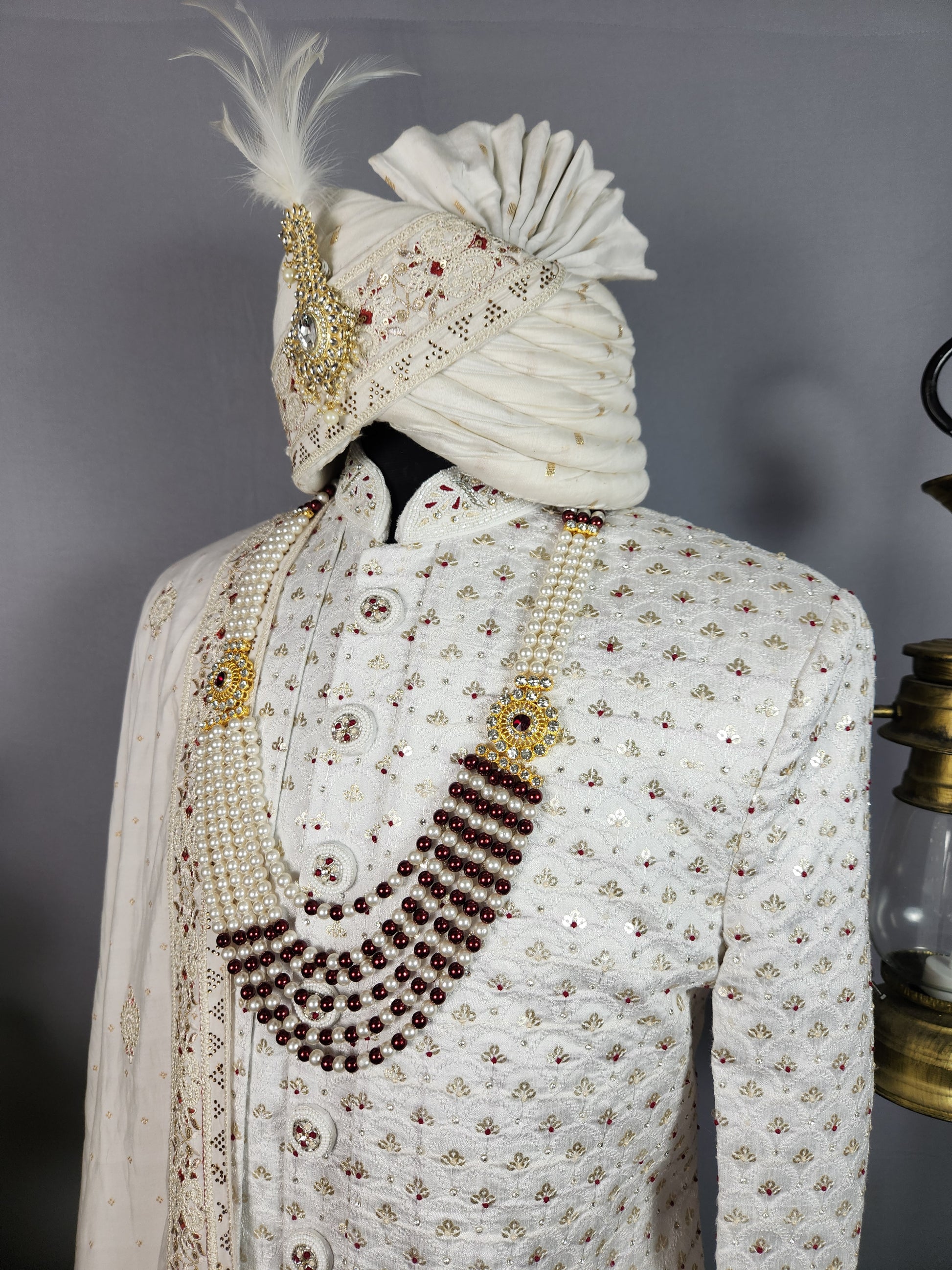 white wedding sherwani for groom