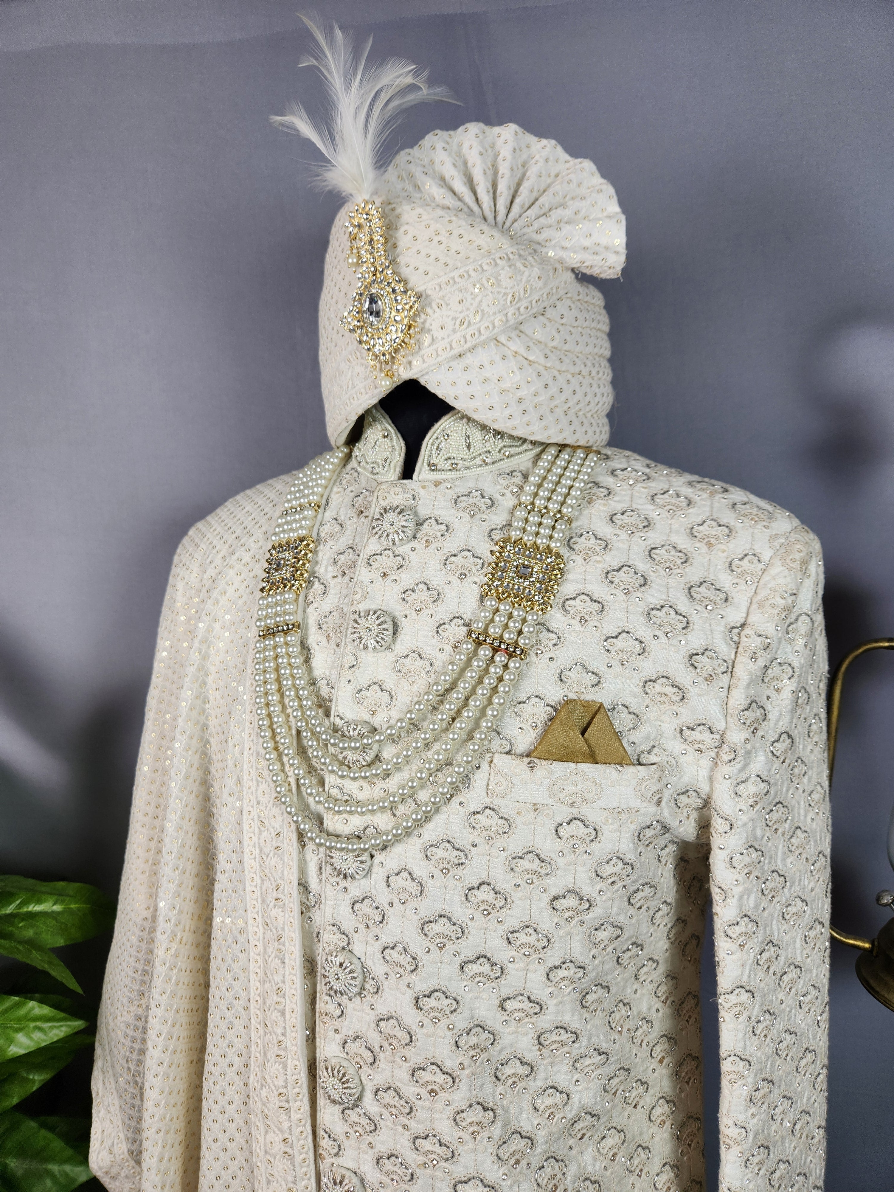 White Sherwani for Groom  -   Indian Wedding Outfit for Men