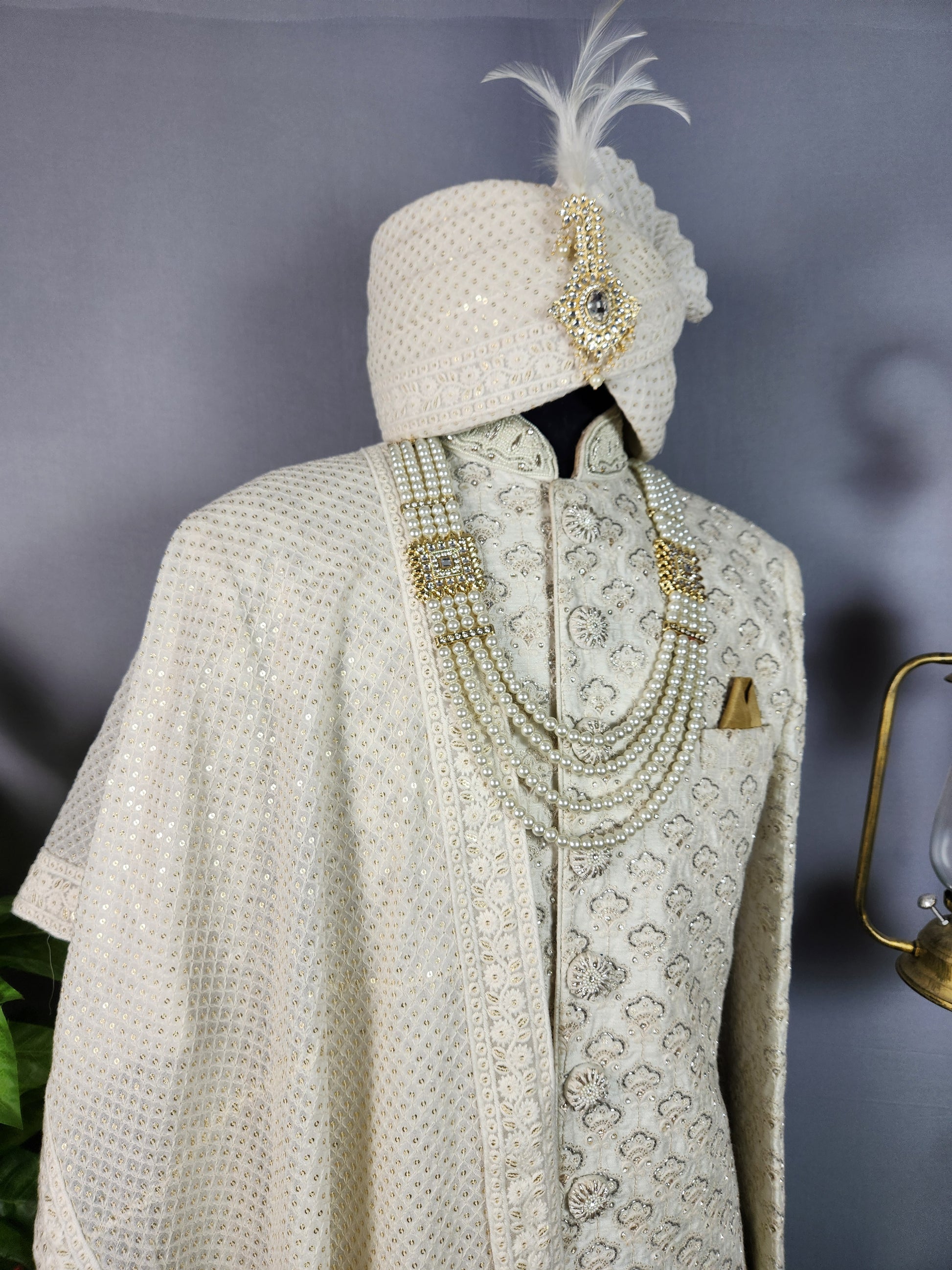 White Sherwani for Groom  -   Indian Wedding Outfit for Men