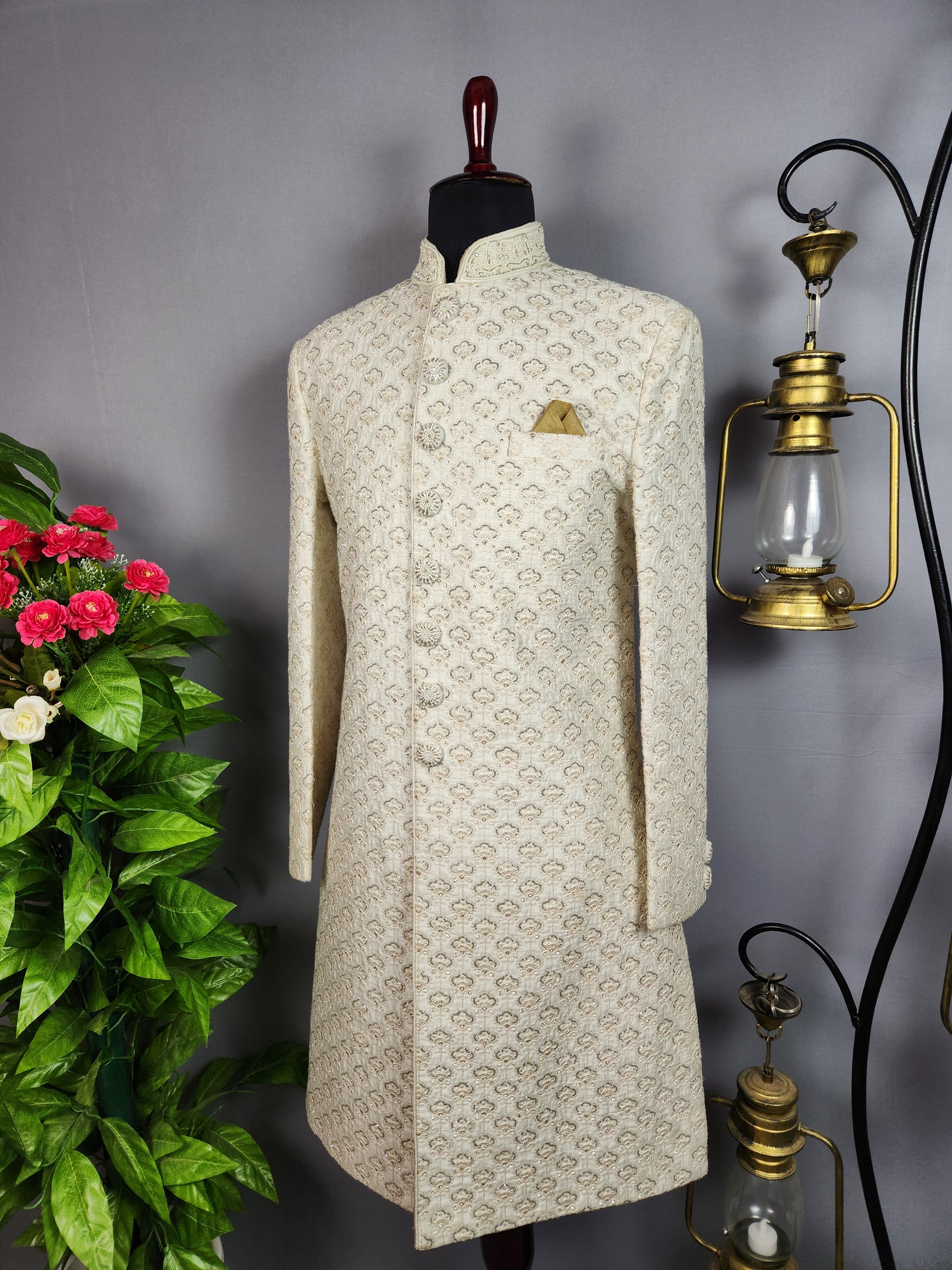 White Sherwani for Groom  -   Indian Wedding Outfit for Men