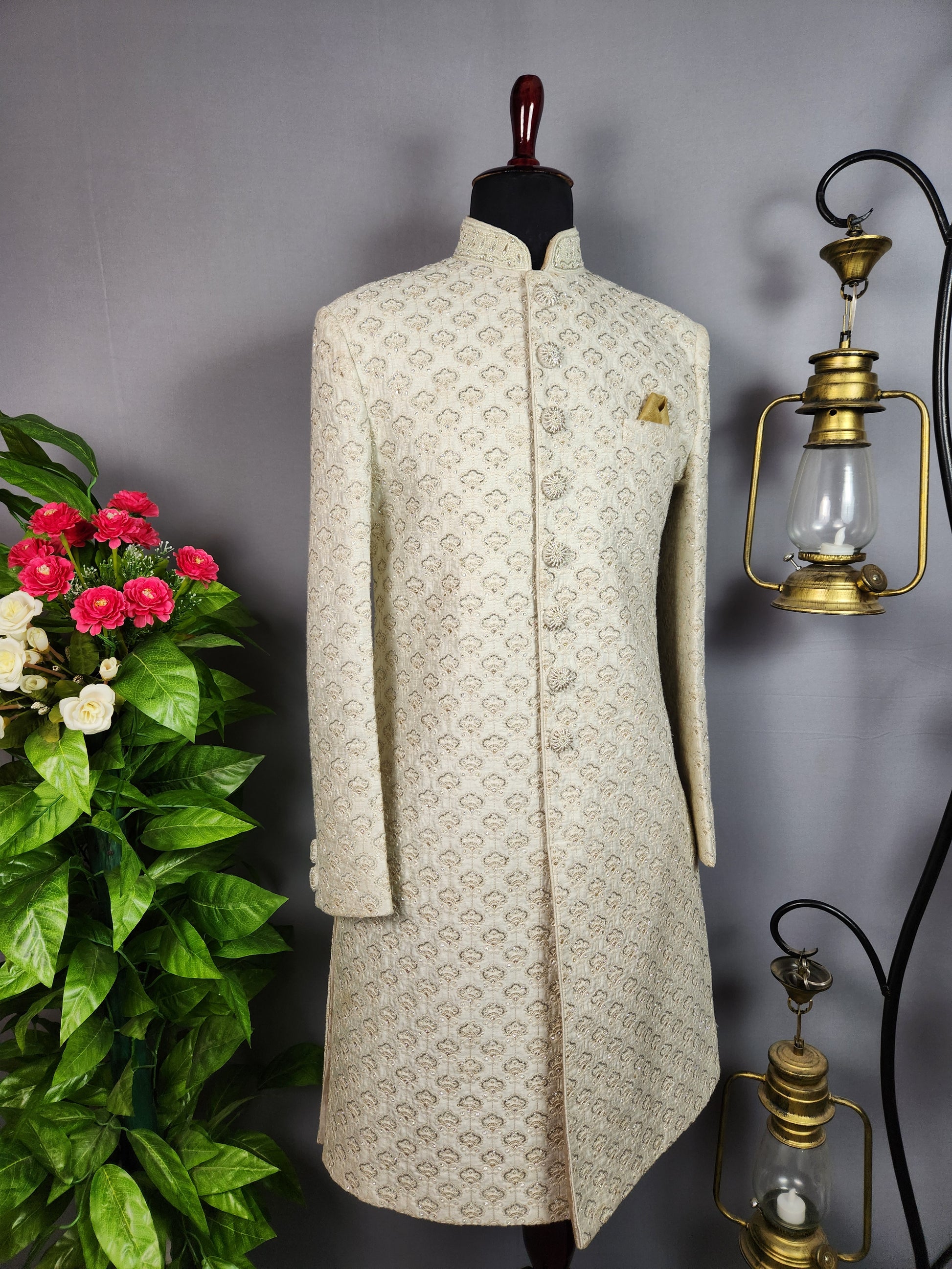 White Sherwani for Groom  -   Indian Wedding Outfit for Men