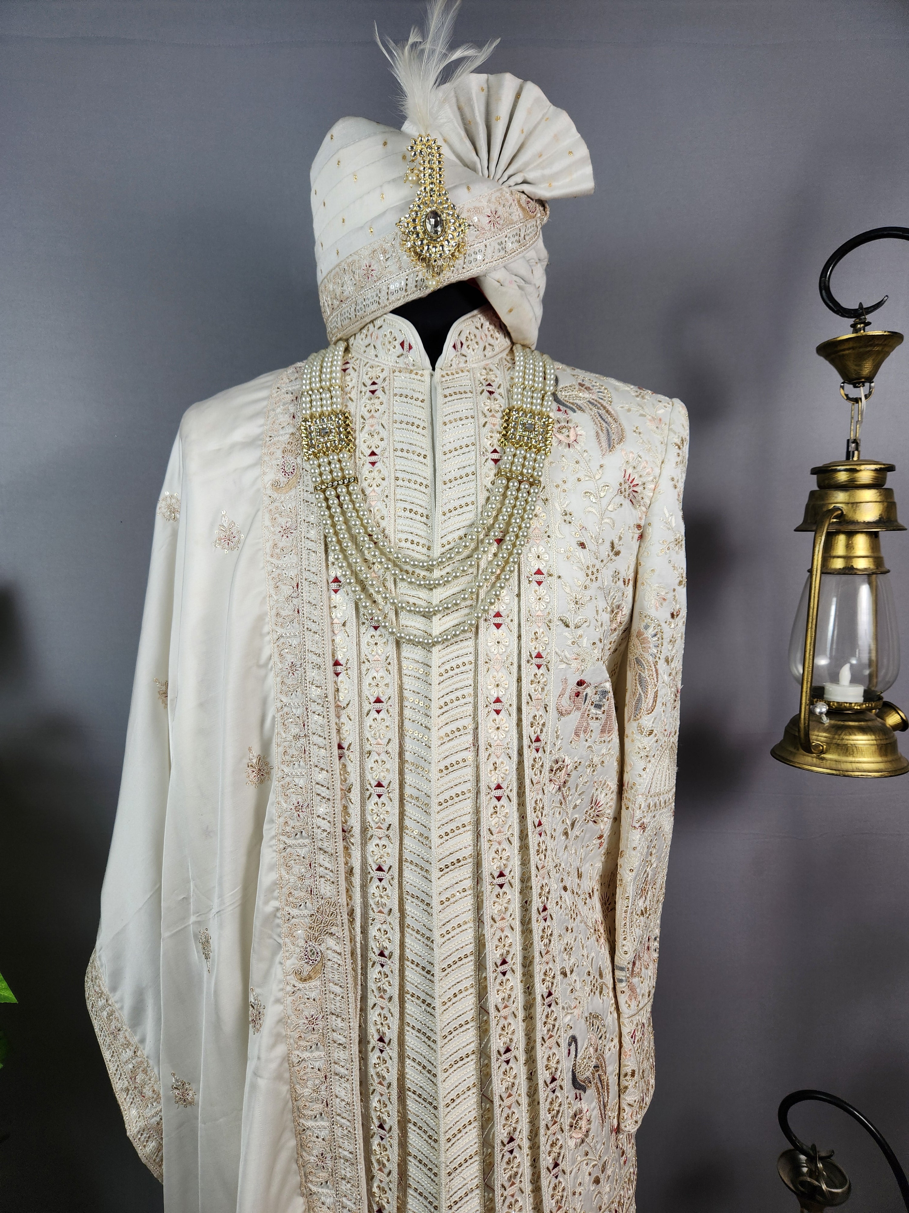 Luxury White Wedding Groom Sherwani  | Sherwani For Men