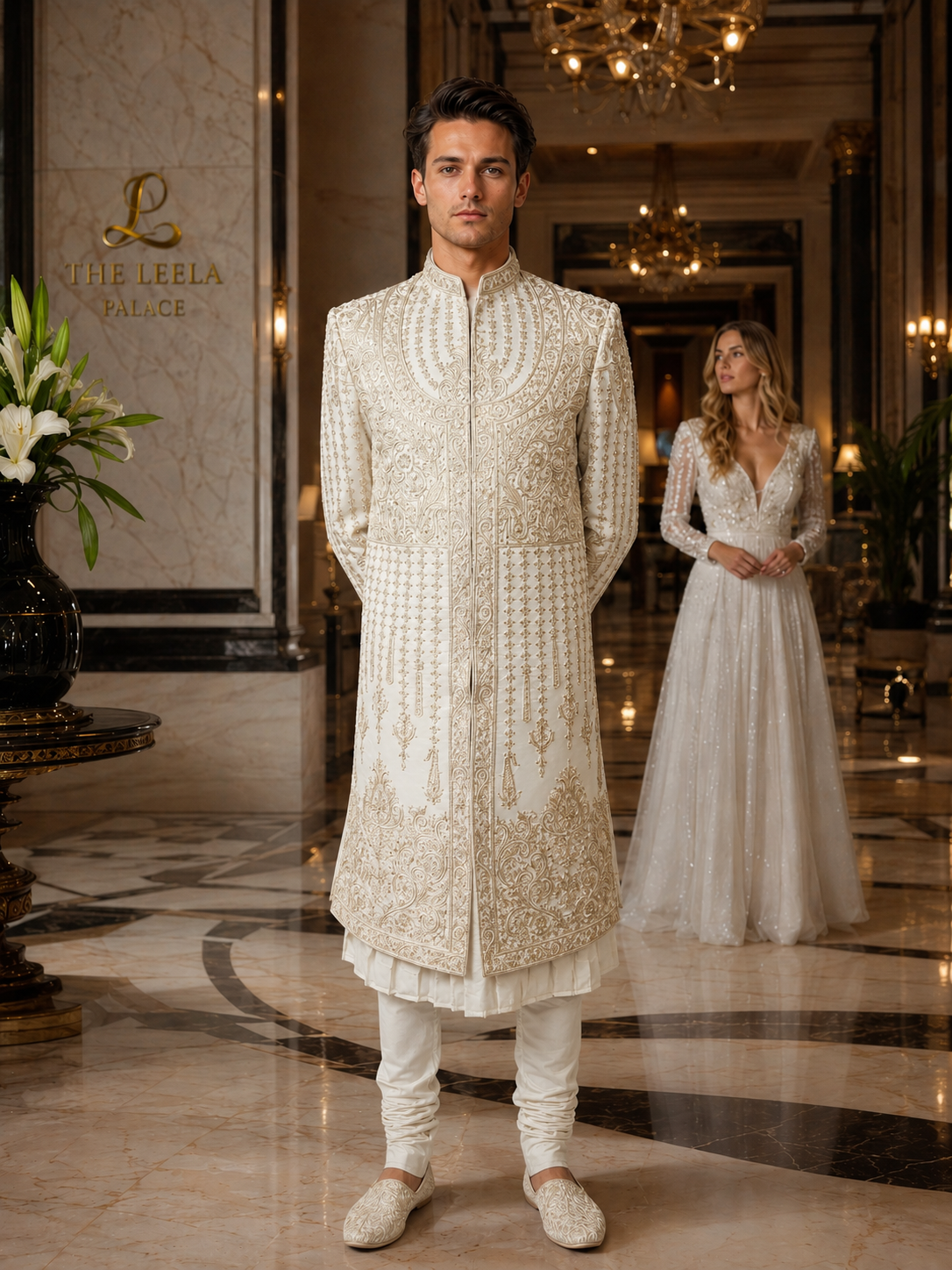 Luxury White Wedding Groom Sherwani  | Sherwani For Men