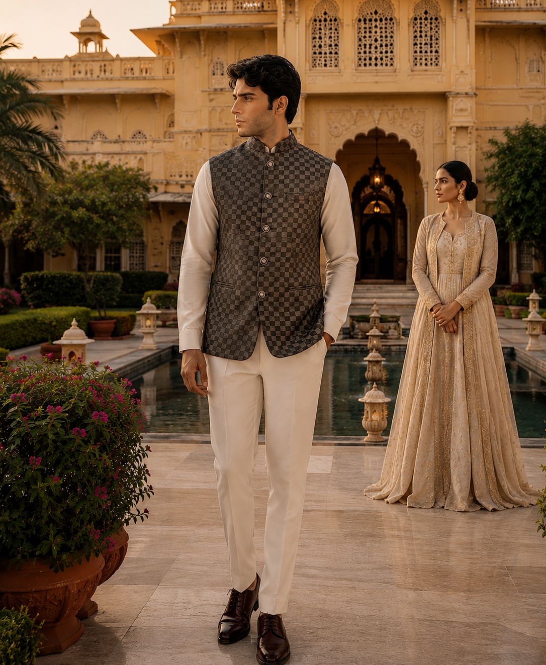 Black Nehru Jacket for Men | Indian Ethnic Waistcoat for Weddings & Celebrations