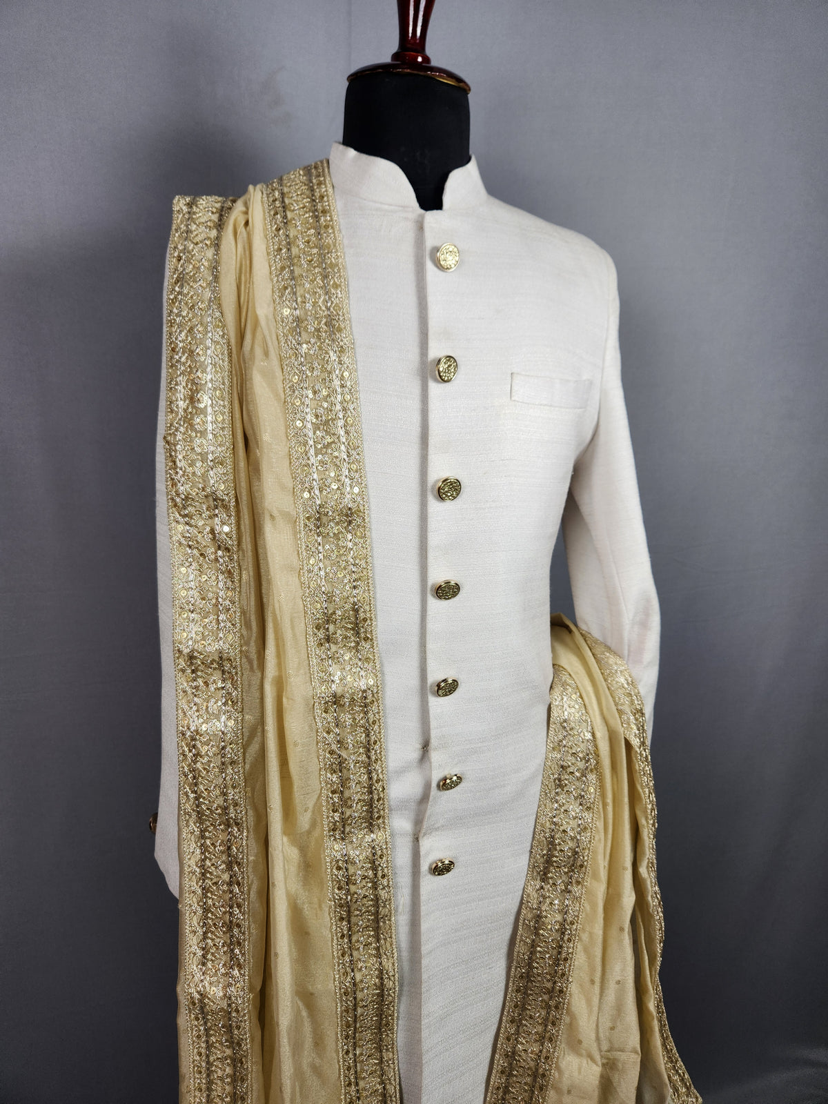 Golden Benarasi Groom Turban Shawl | Dupatta Safa Set For Men