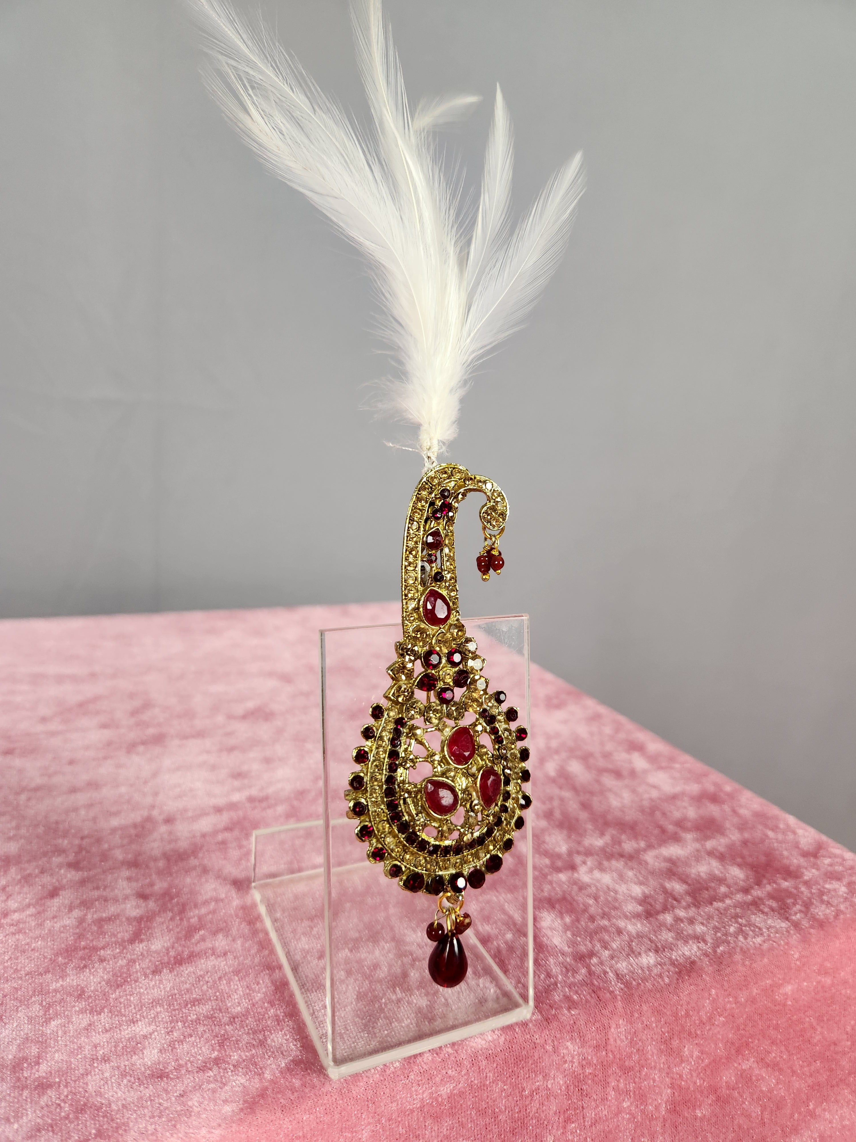 GROOM TURBAN BROOCH WITH RED RUBY STONES