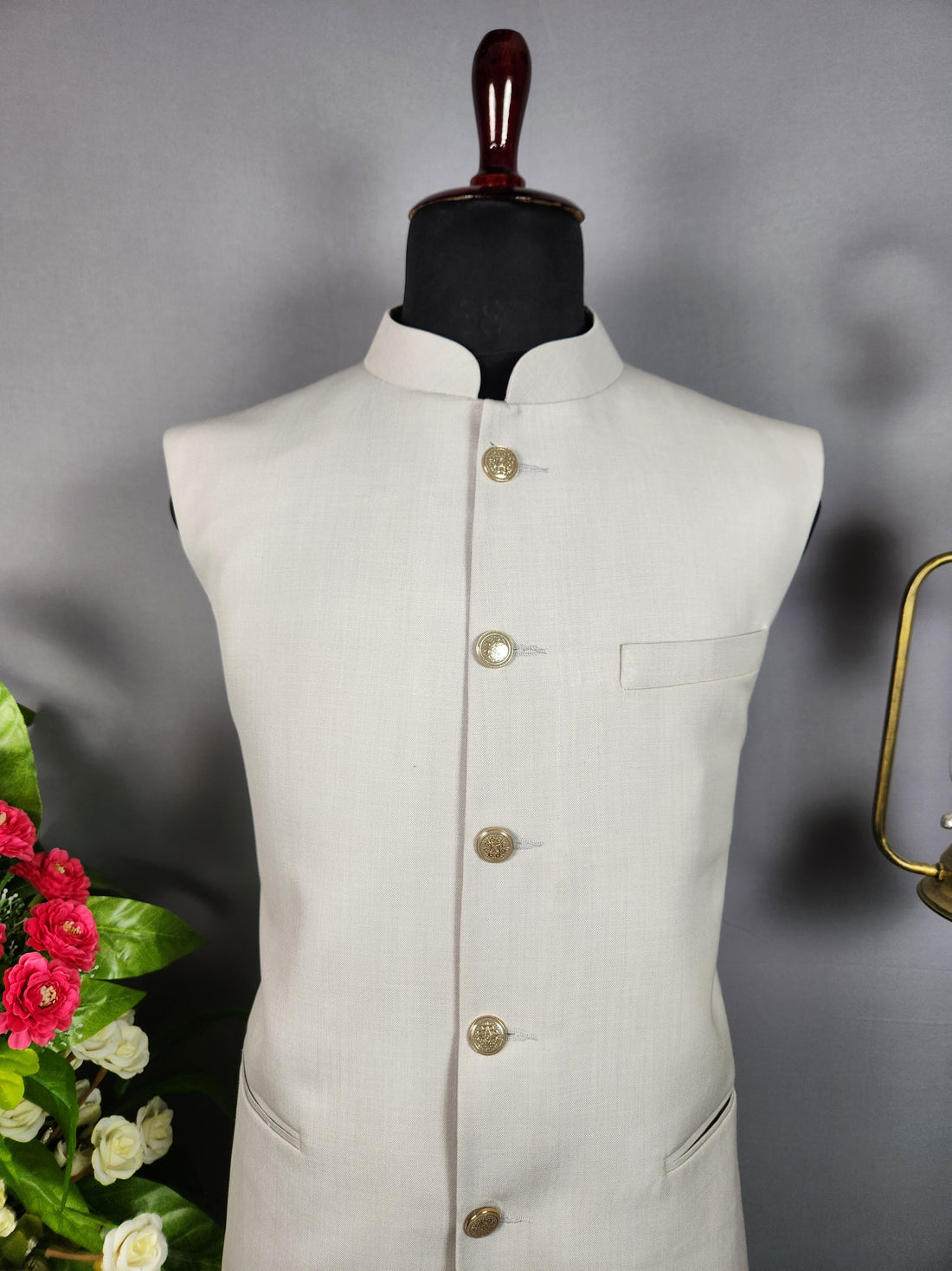 White nehru jacket for men - Indian ethnic waistcoat ideal for weddings, festive events, and traditional functions

