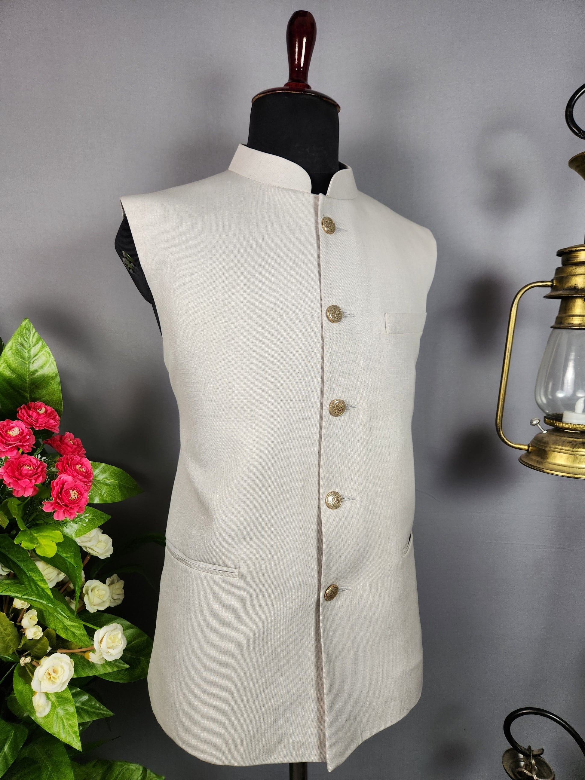 White nehru jacket for men - Indian ethnic waistcoat ideal for weddings, festive events, and traditional functions
