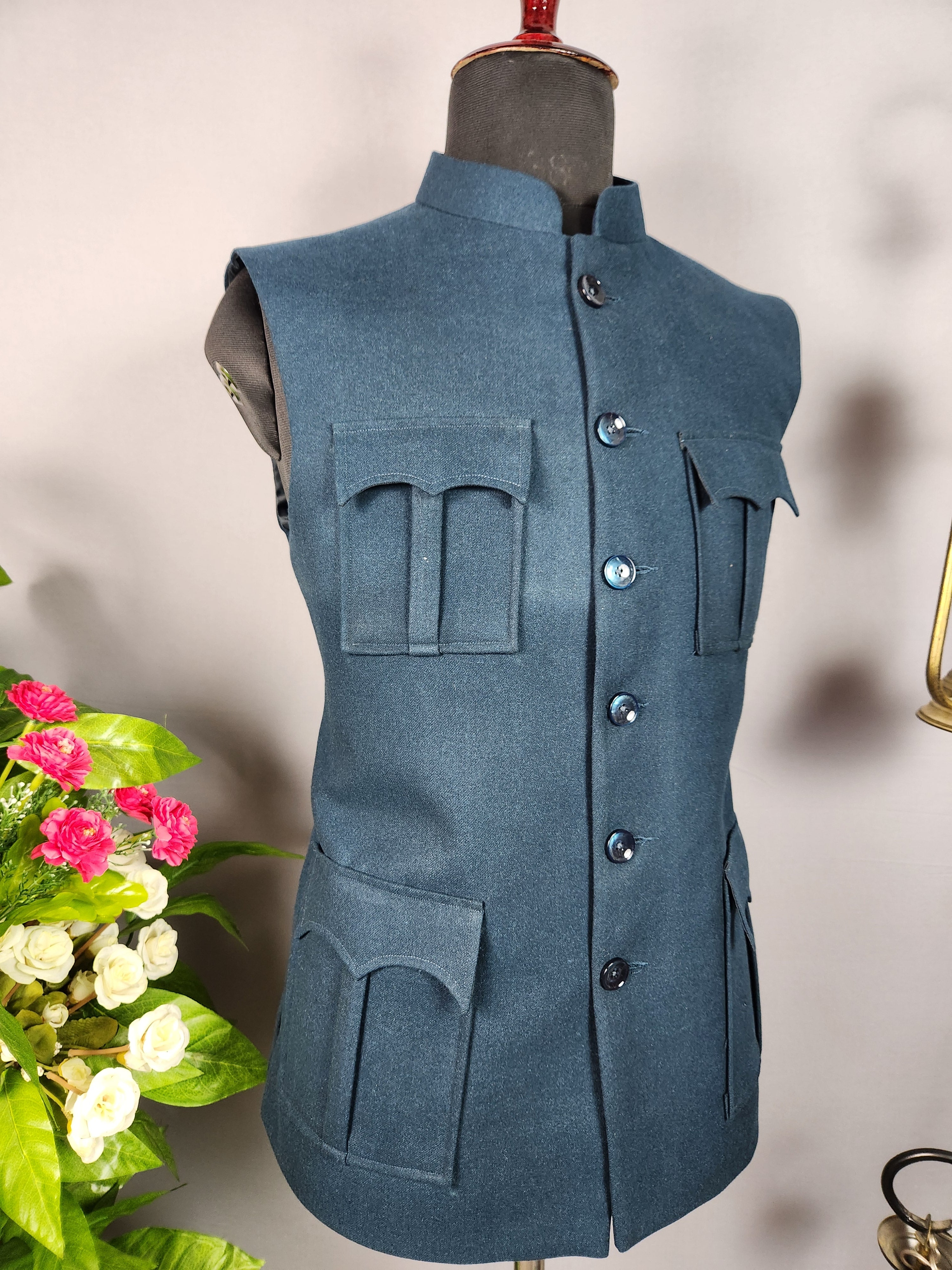 Rama tweed nehru jacket for men - Indian ethnic waistcoat ideal for weddings, festive events, and traditional functions
