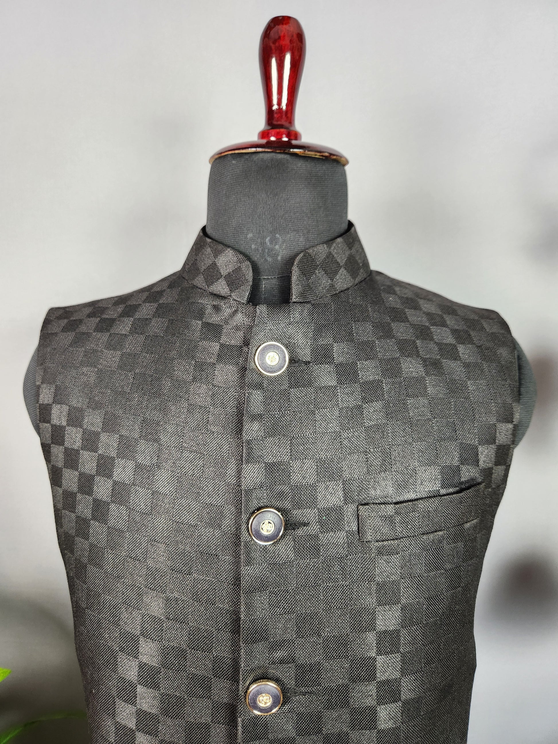 Black nehru jacket for men - Indian ethnic waistcoat ideal for weddings, festive events, and traditional functions

