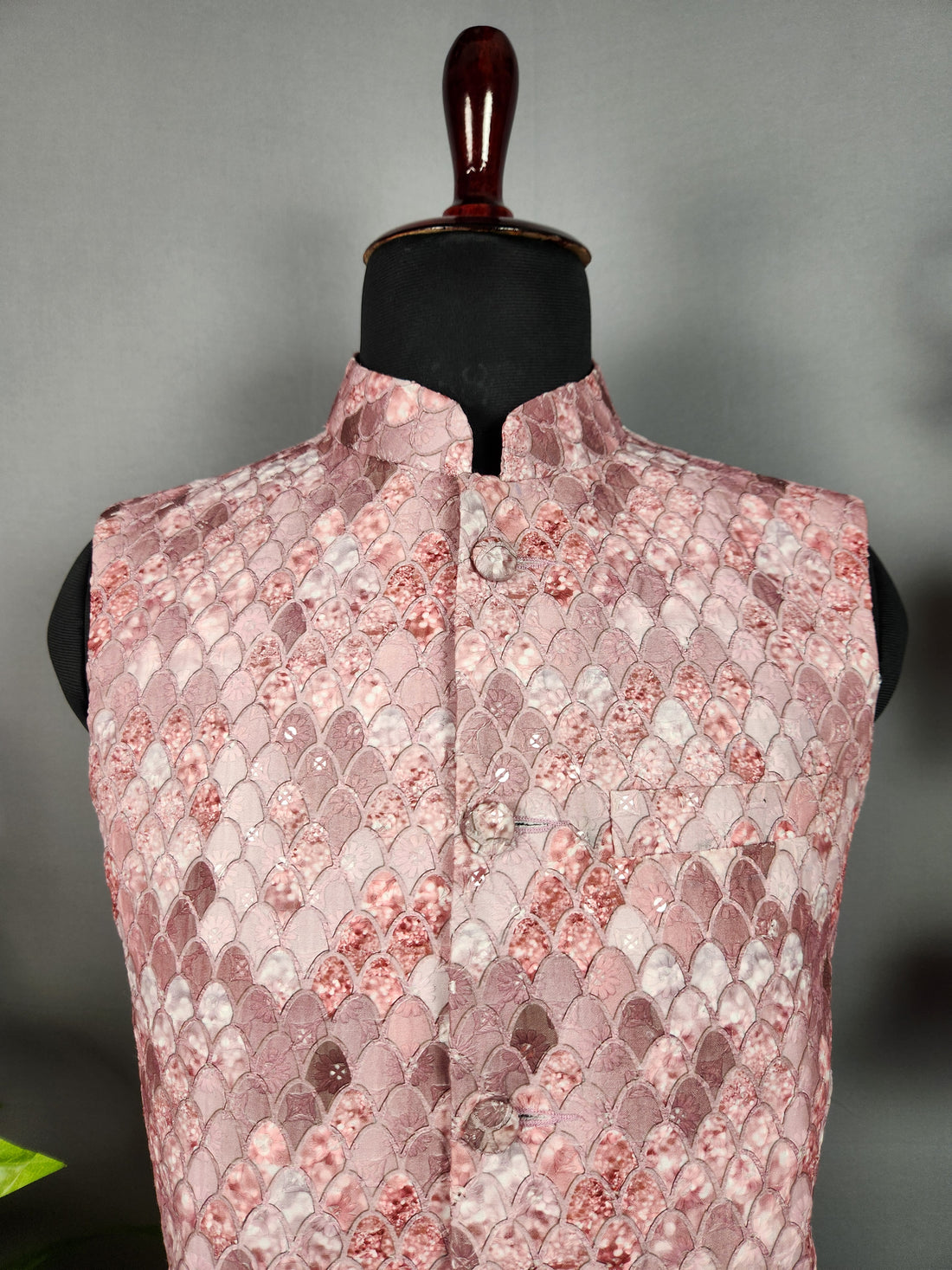Beautiful Pink nehru jacket for men - Indian ethnic waistcoat ideal for weddings, festive events, and traditional functions
