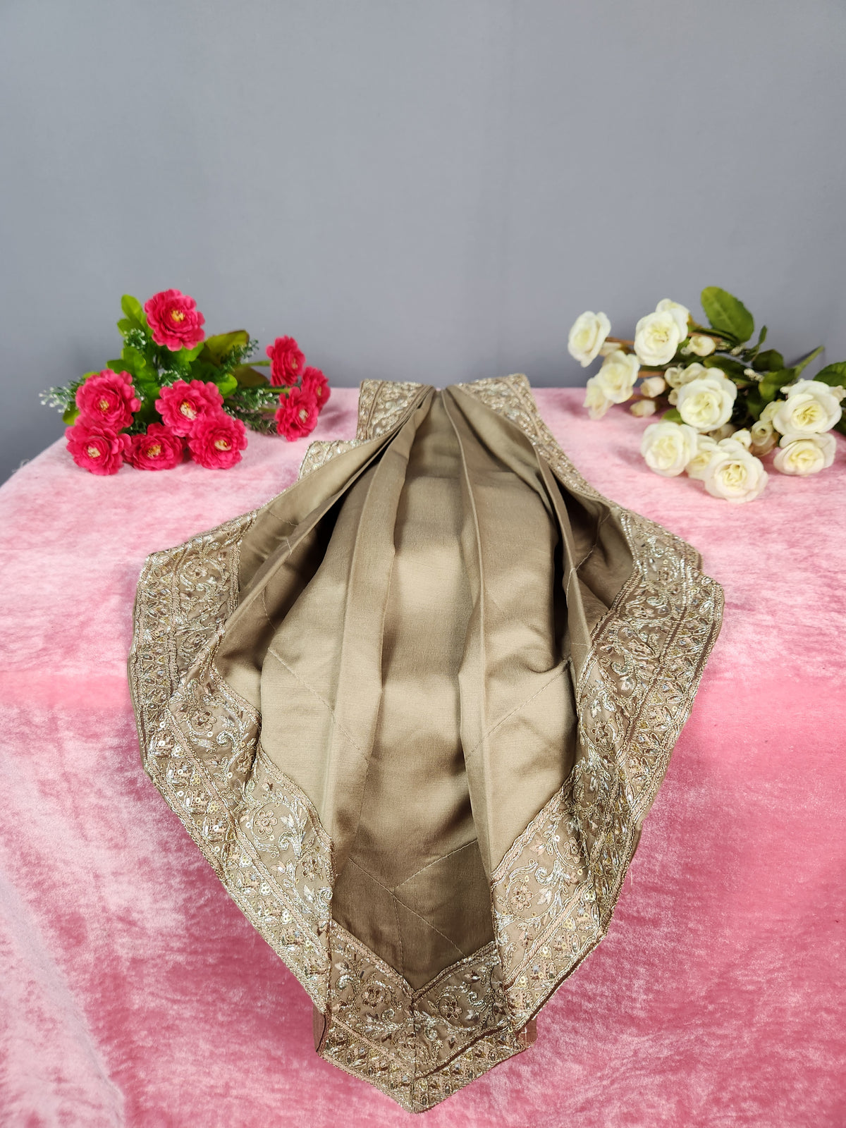 Golden Brown Groom Turban Shawl | Dupatta Safa Set For Men