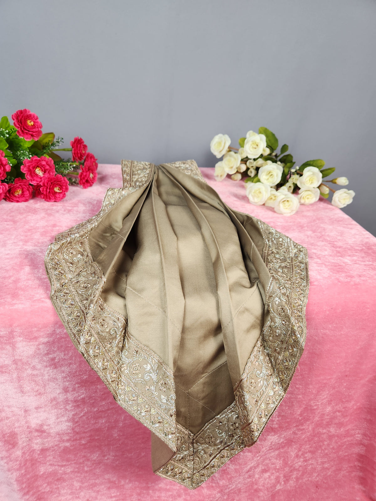 Golden Brown Groom Turban Shawl | Dupatta Safa Set For Men