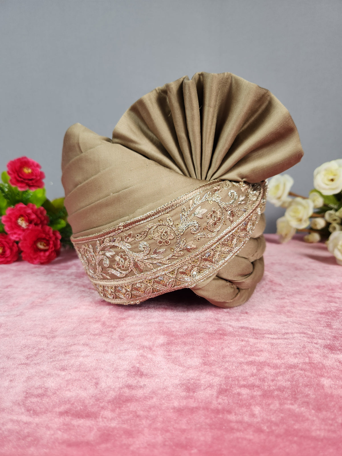 Golden Brown Groom Turban Shawl | Dupatta Safa Set For Men