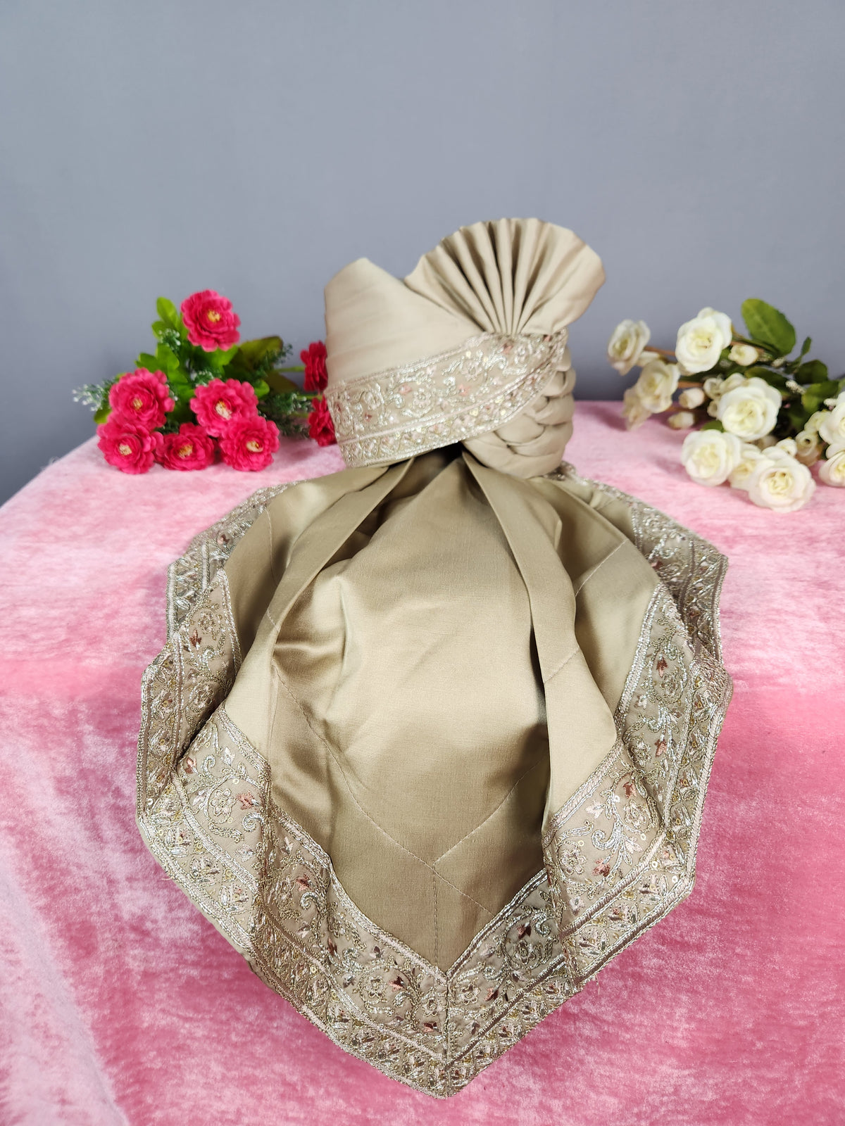 Copper Golden Groom Turban Shawl | Dupatta Safa Set For Men