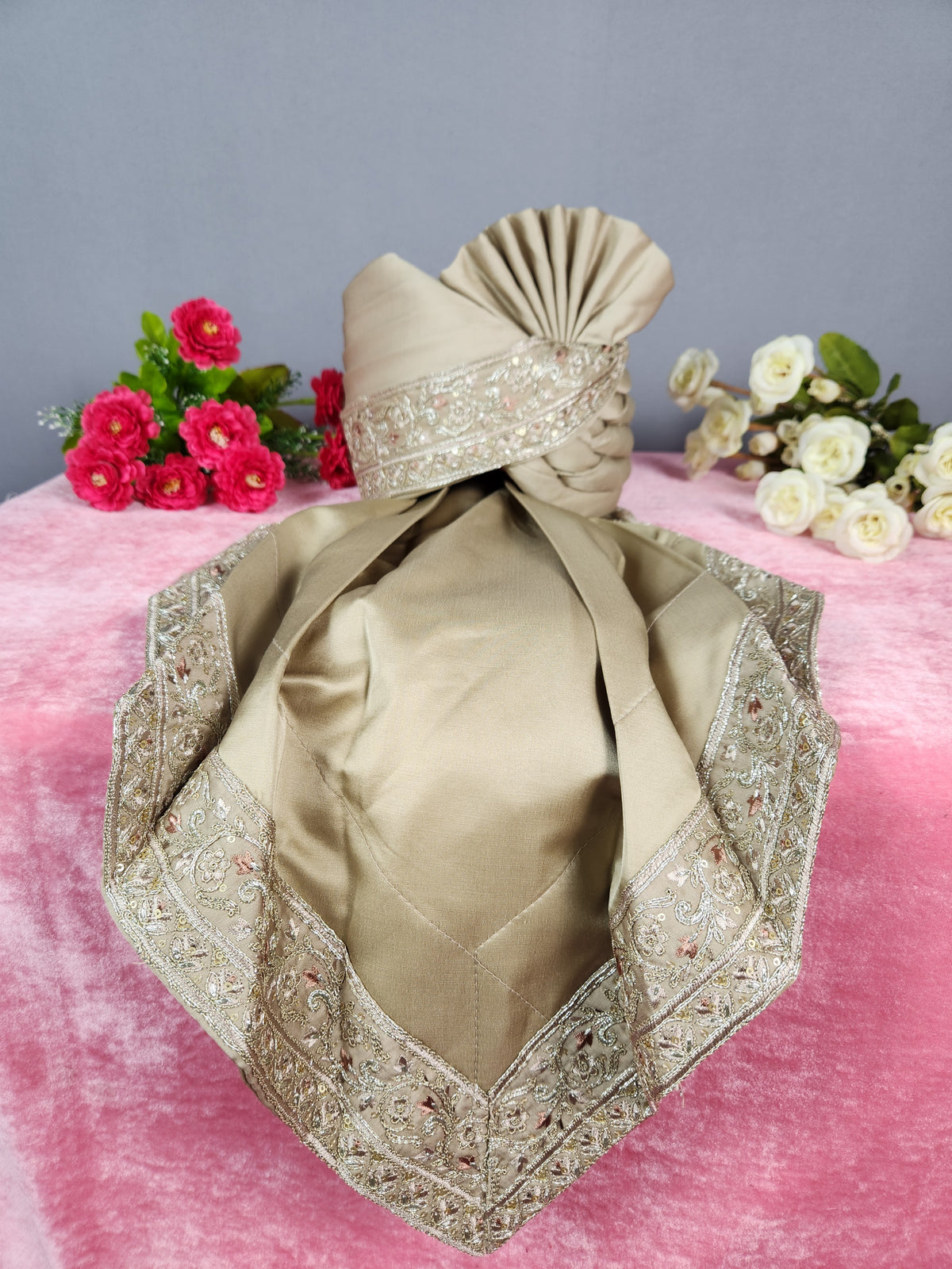 Copper Golden Groom Turban Shawl | Dupatta Safa Set For Men
