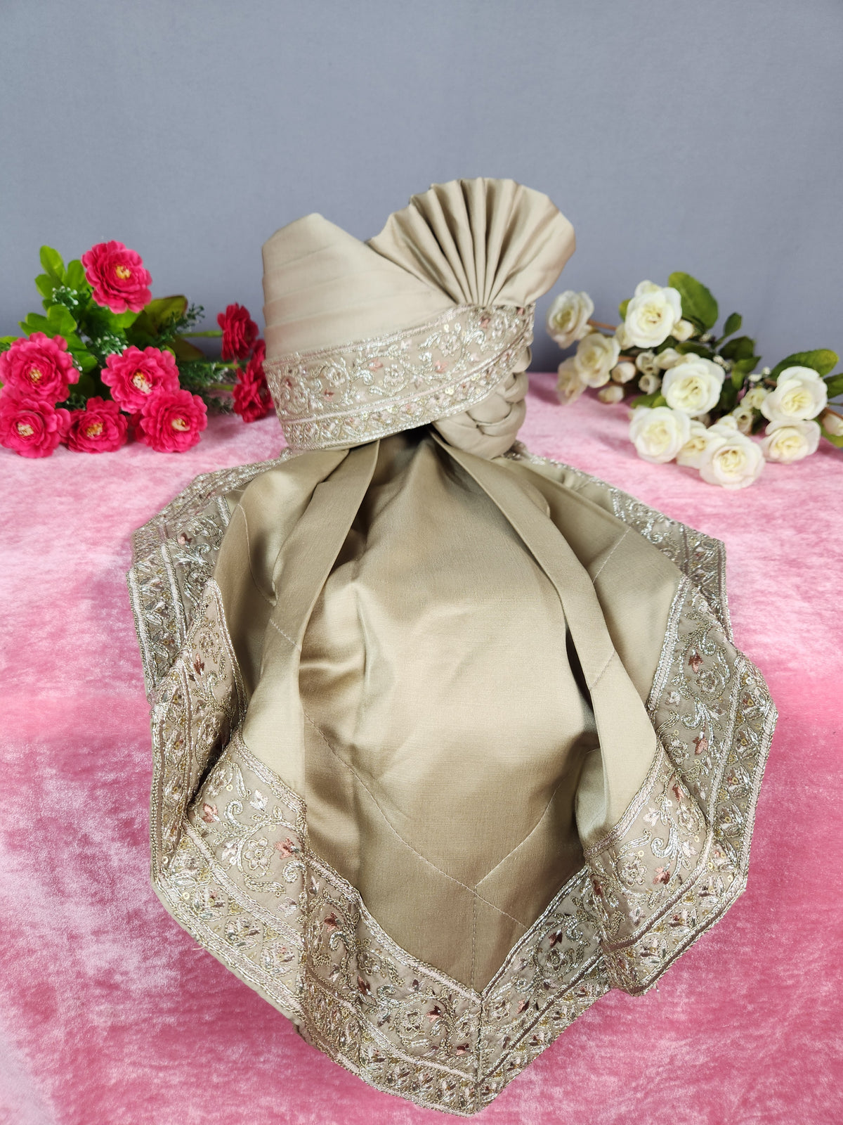 Copper Golden Groom Turban Shawl | Dupatta Safa Set For Men