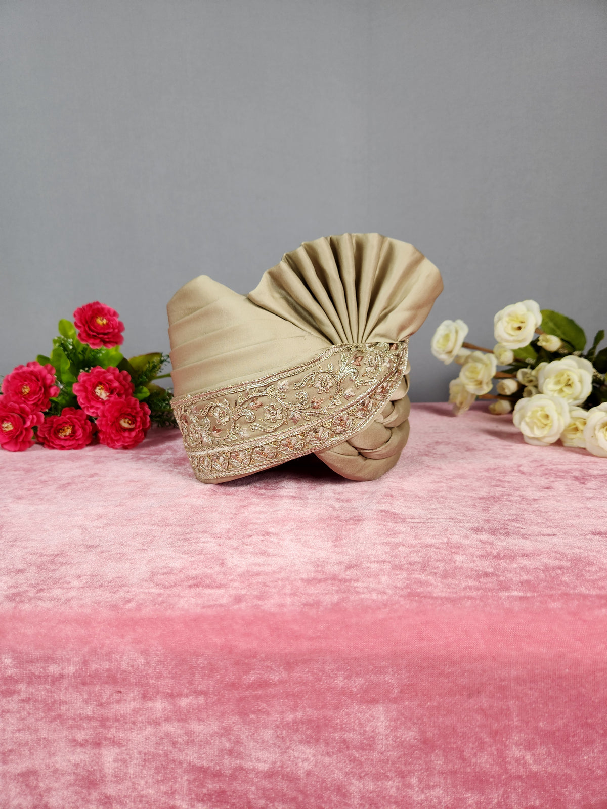 Copper Golden Groom Turban With Zari Embroidery| Indian Wedding Safa