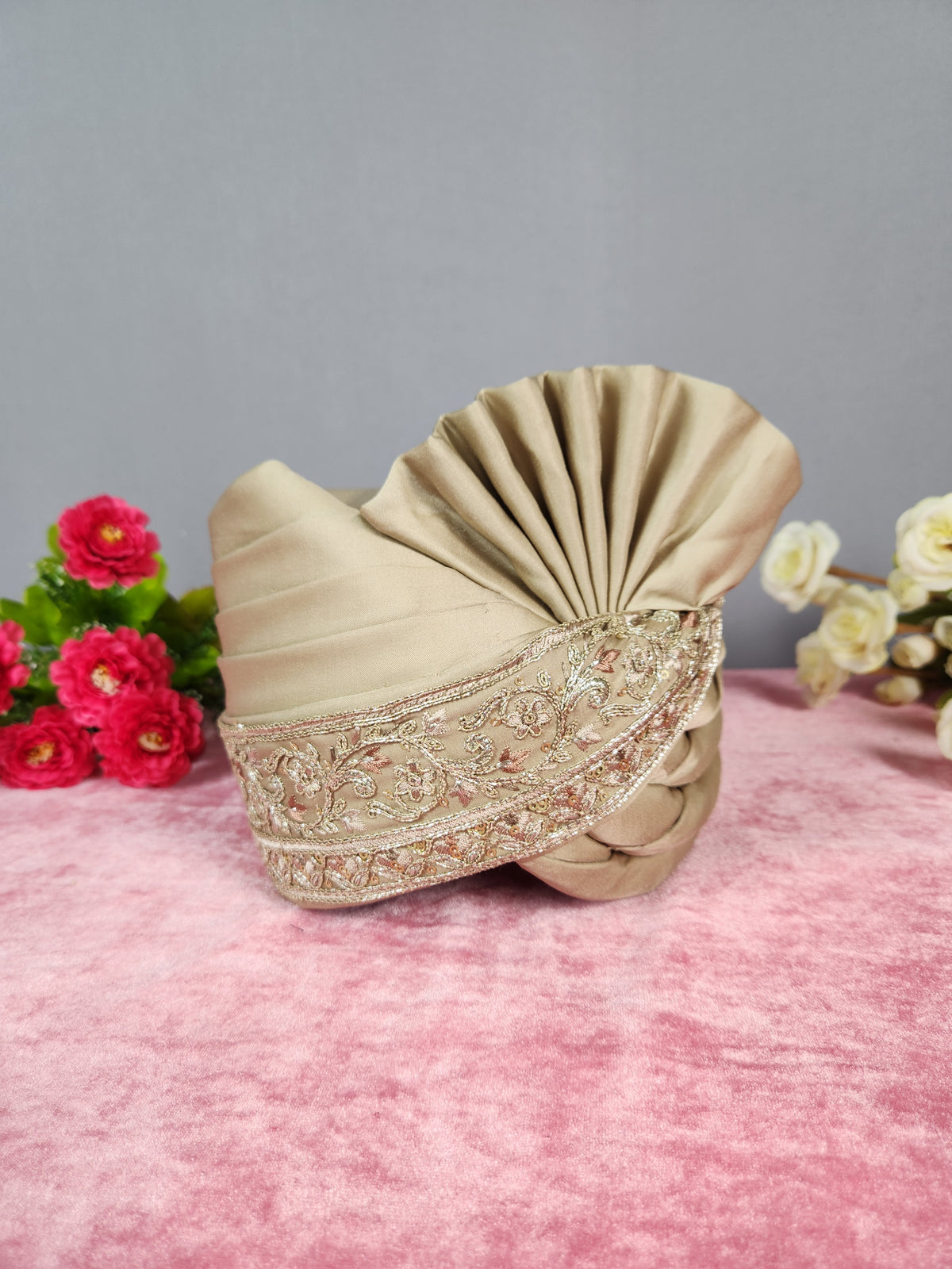 Copper Golden Groom Turban With Zari Embroidery| Indian Wedding Safa