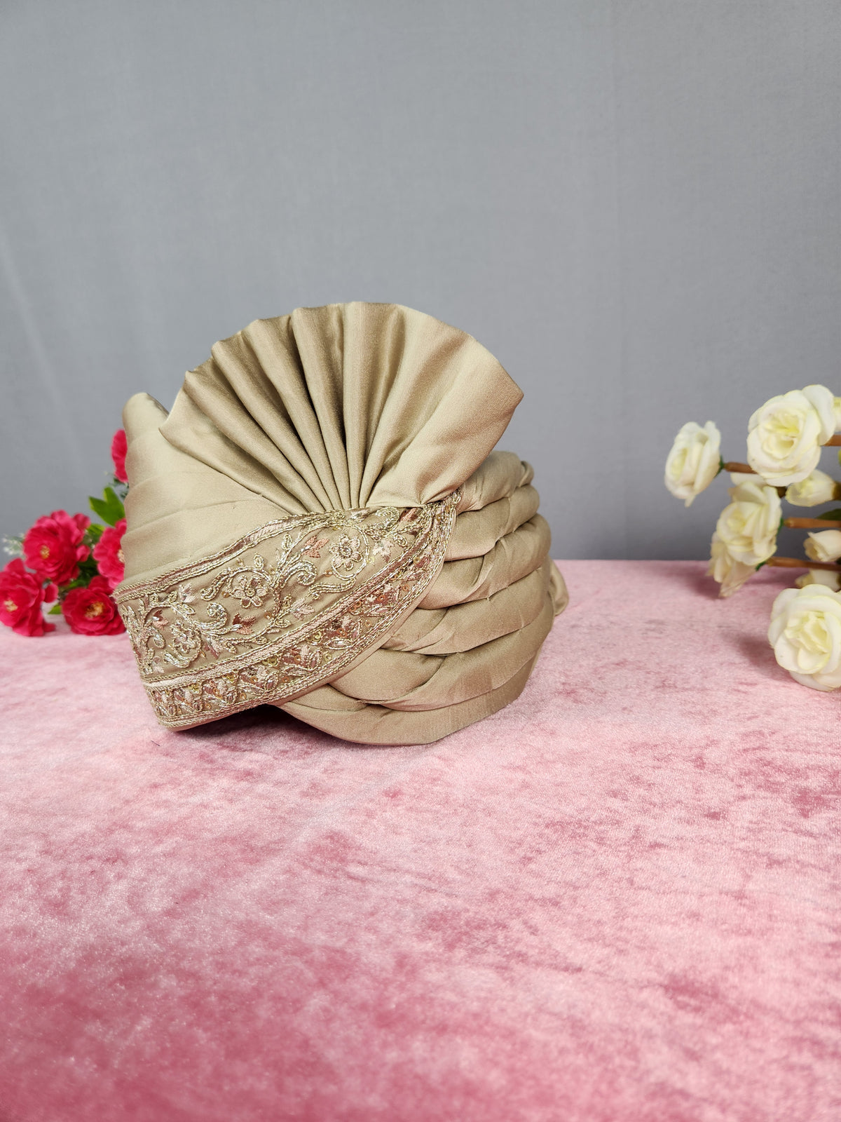Copper Golden Groom Turban With Zari Embroidery| Indian Wedding Safa
