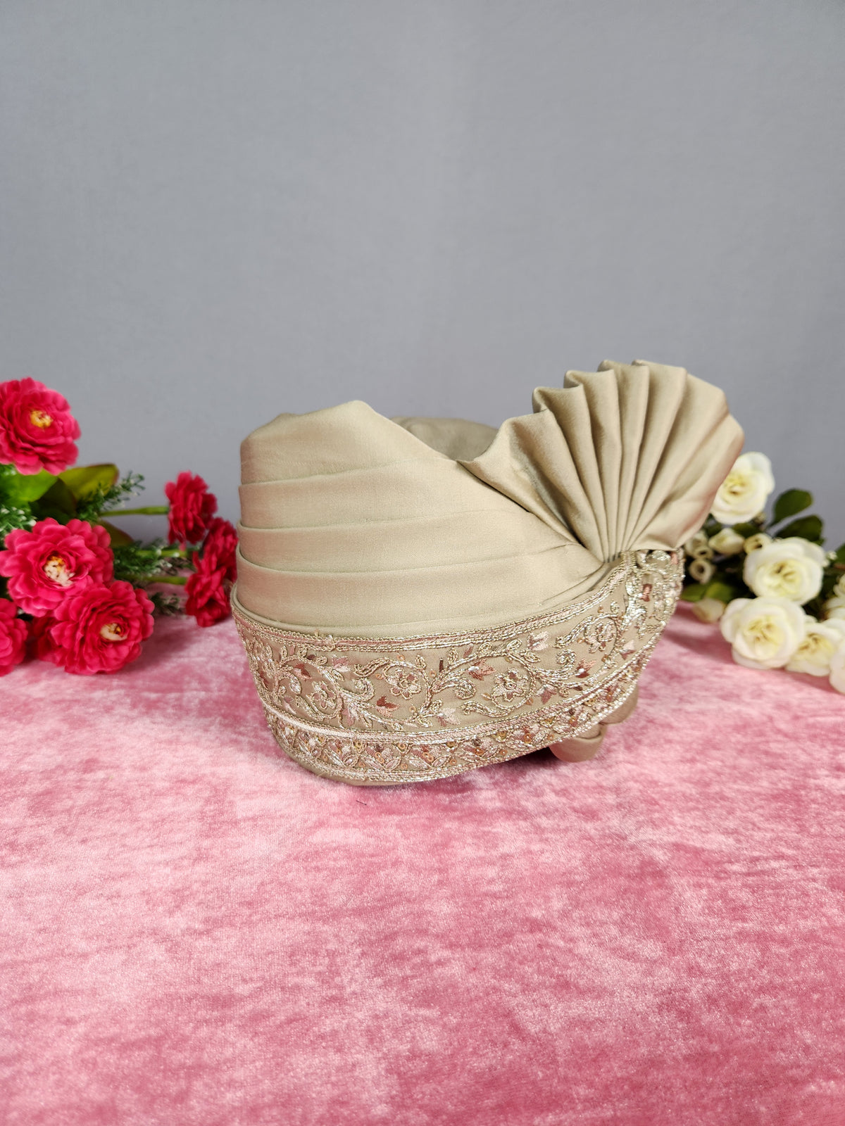 Copper Golden Groom Turban With Zari Embroidery| Indian Wedding Safa
