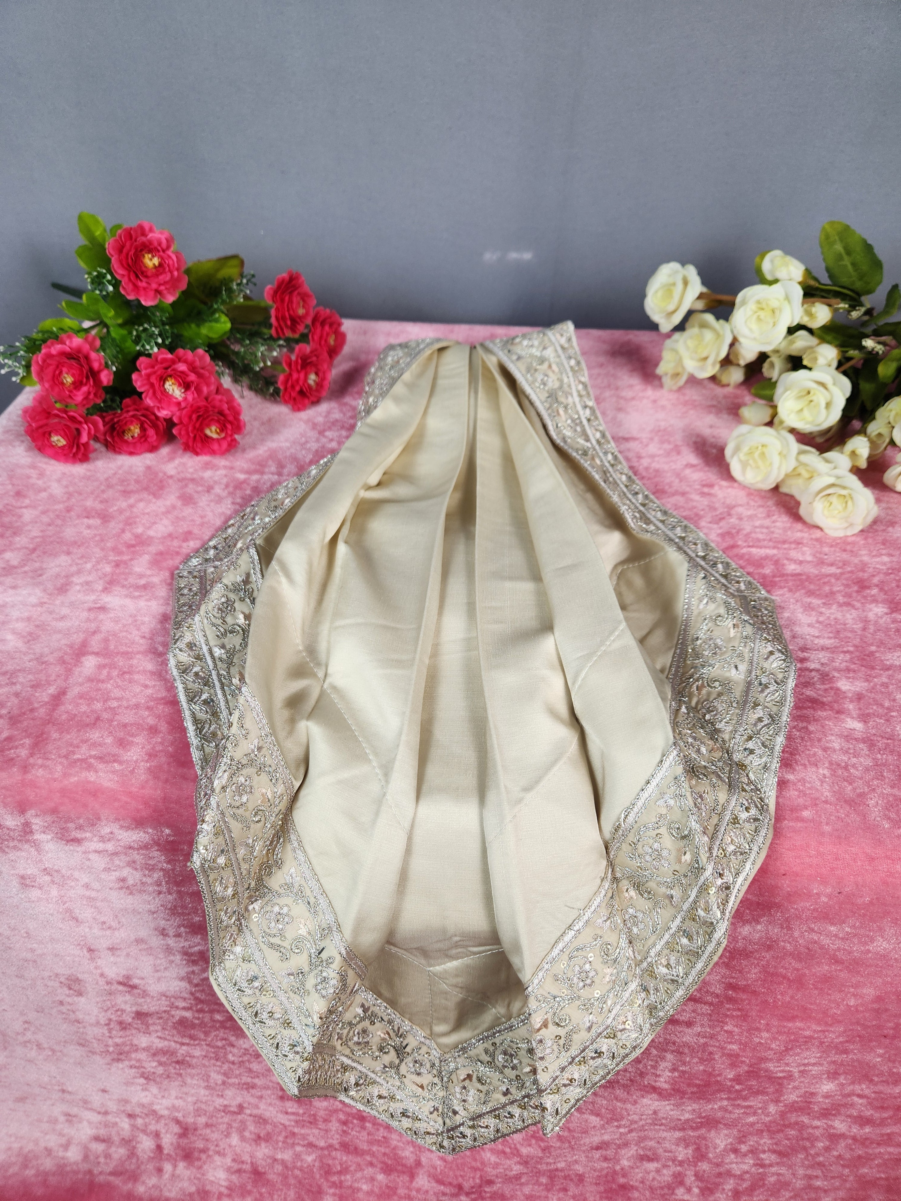 Rose Gold Groom Turban Shawl | Dupatta Safa Set For Men