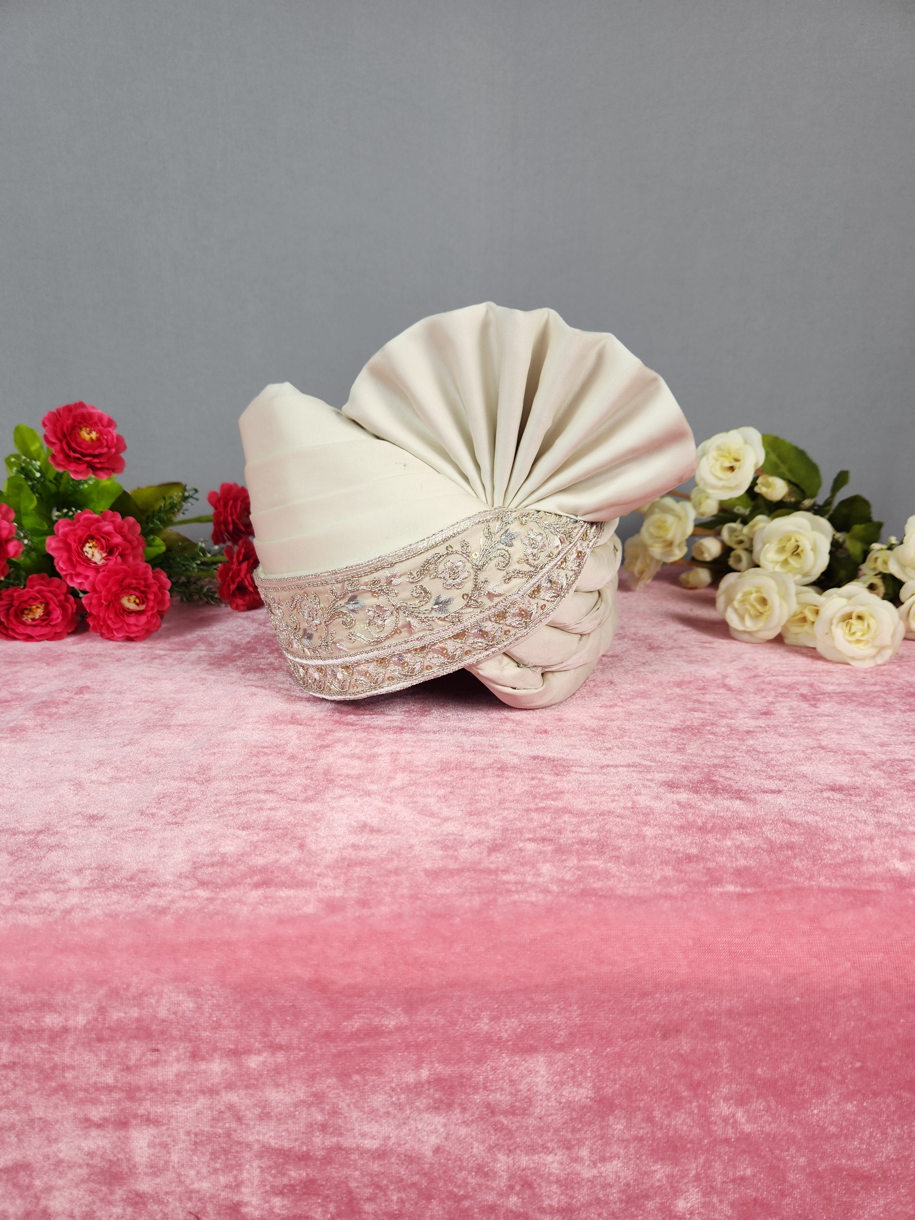 Rose Gold Groom Turban Shawl | Dupatta Safa Set For Men