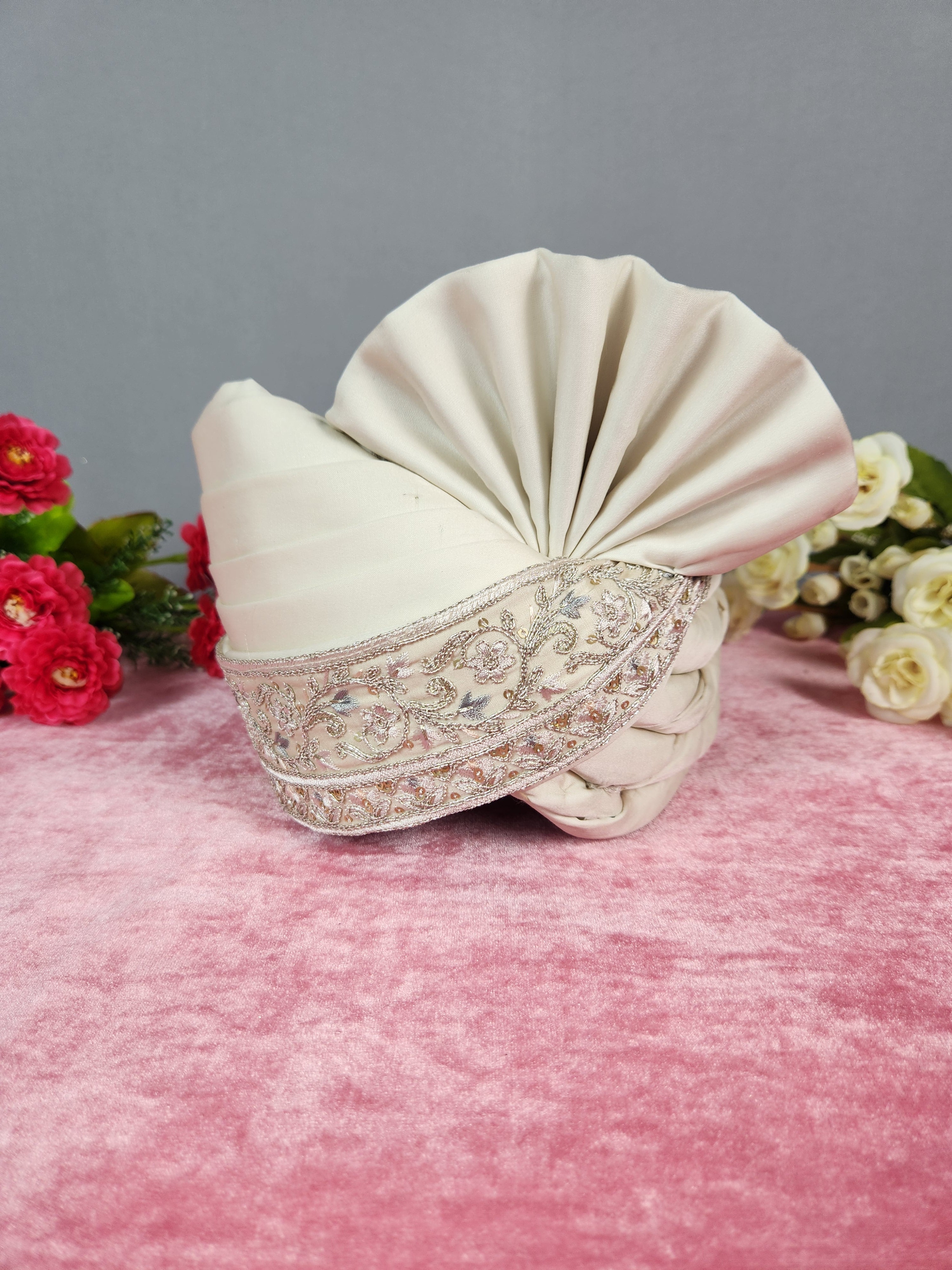 Rose Gold Groom Turban Shawl | Dupatta Safa Set For Men