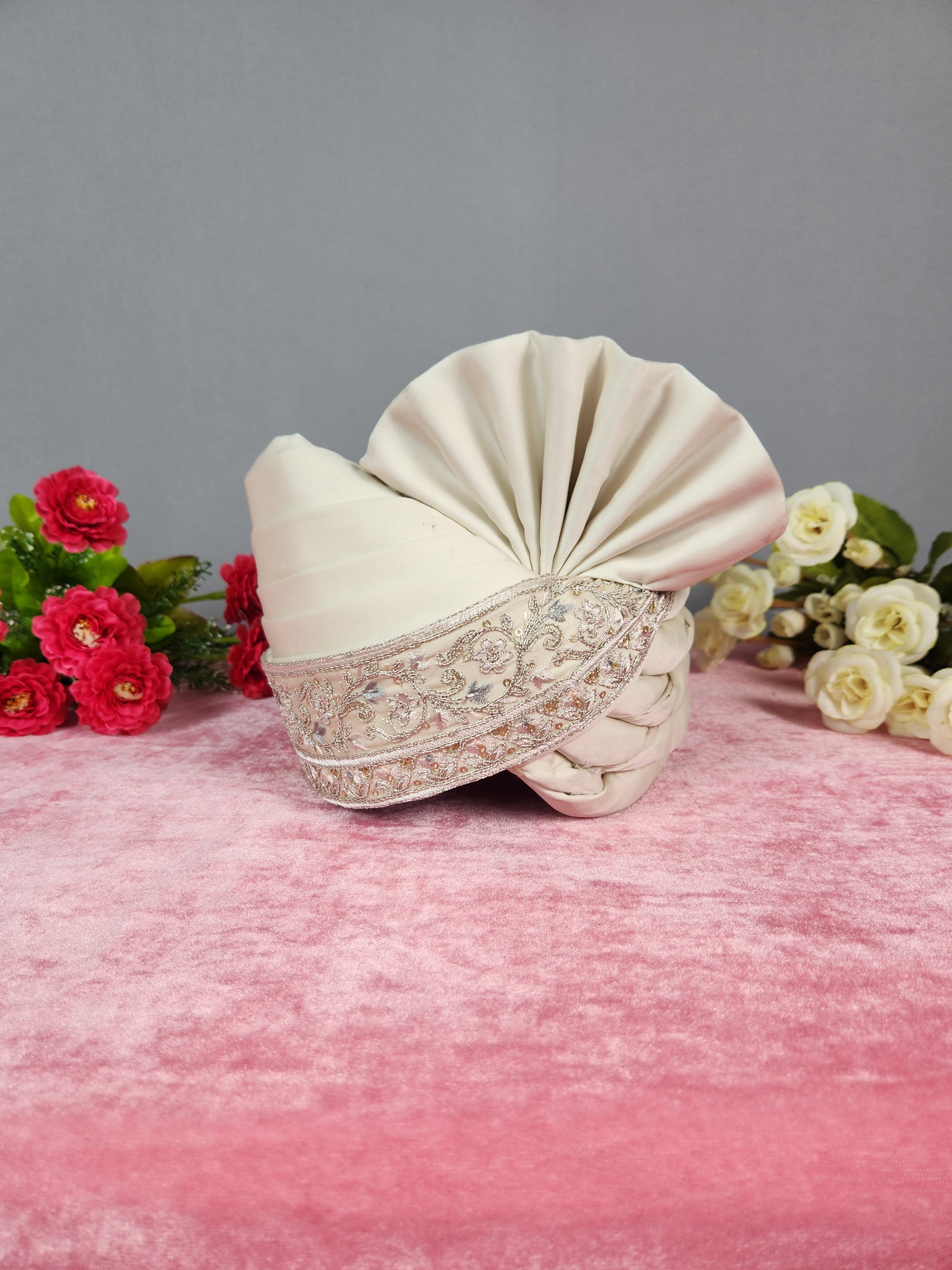 Rose Gold Groom Turban Shawl | Dupatta Safa Set For Men
