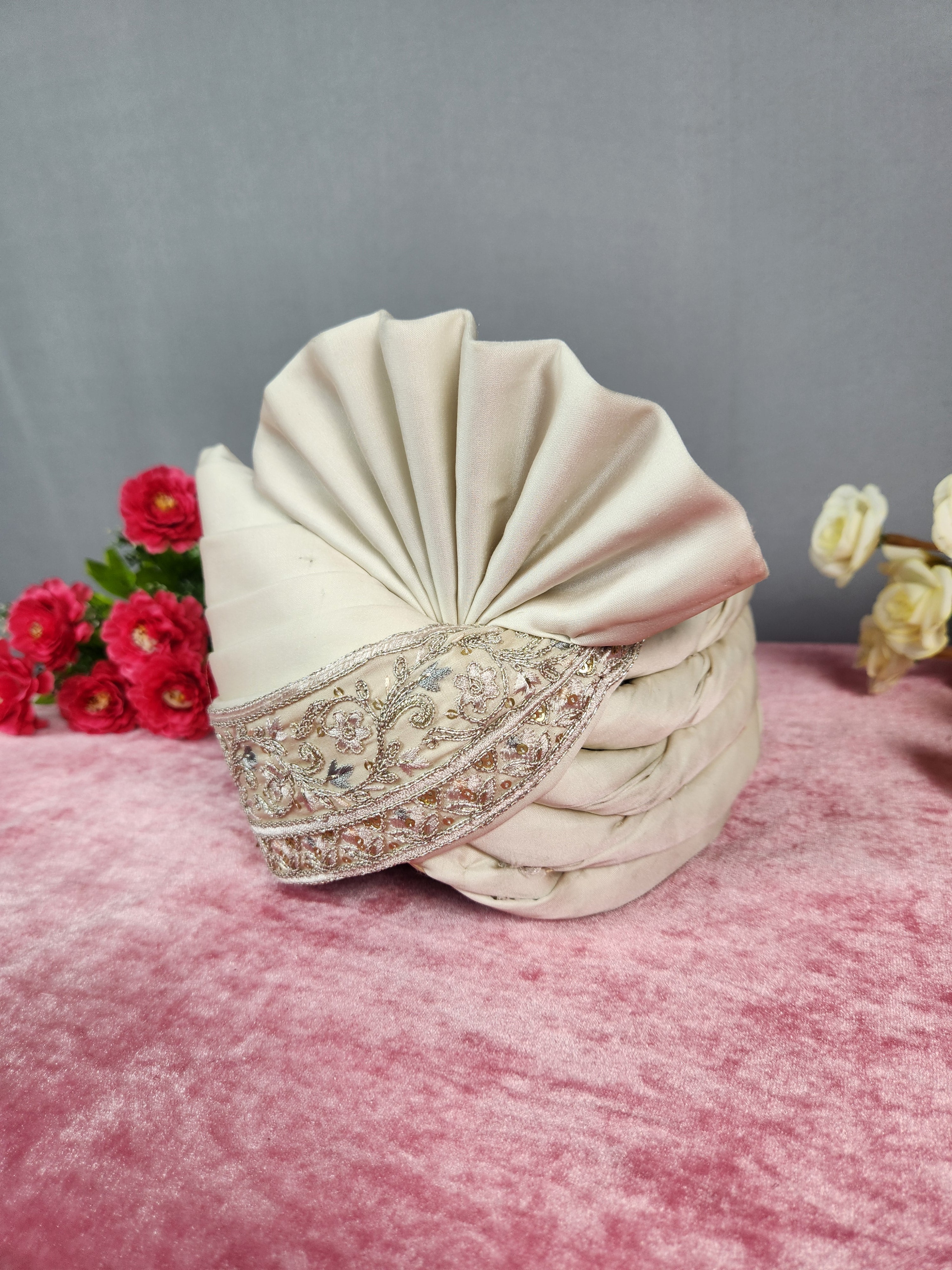 Rose Gold Groom Turban Shawl | Dupatta Safa Set For Men