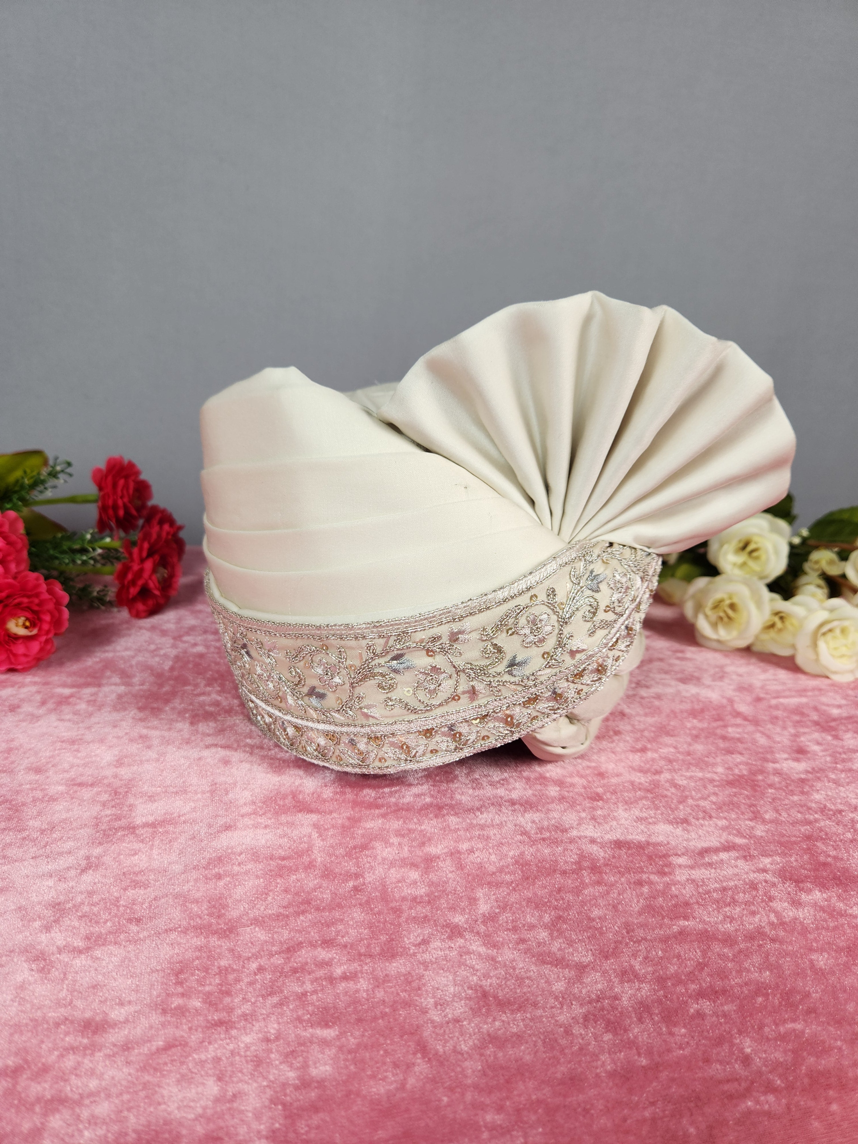 Rose Gold Groom Turban Shawl | Dupatta Safa Set For Men