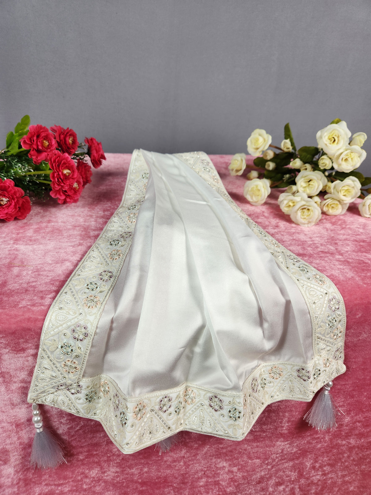 White Groom Shawl - Diamond Work | Shawl For Men