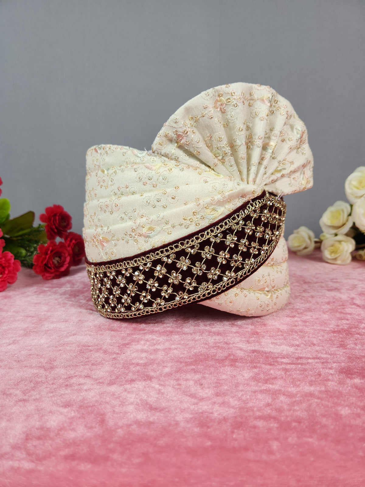 Cream Ivory Groom Turban Shawl | Dupatta Safa Set For Men