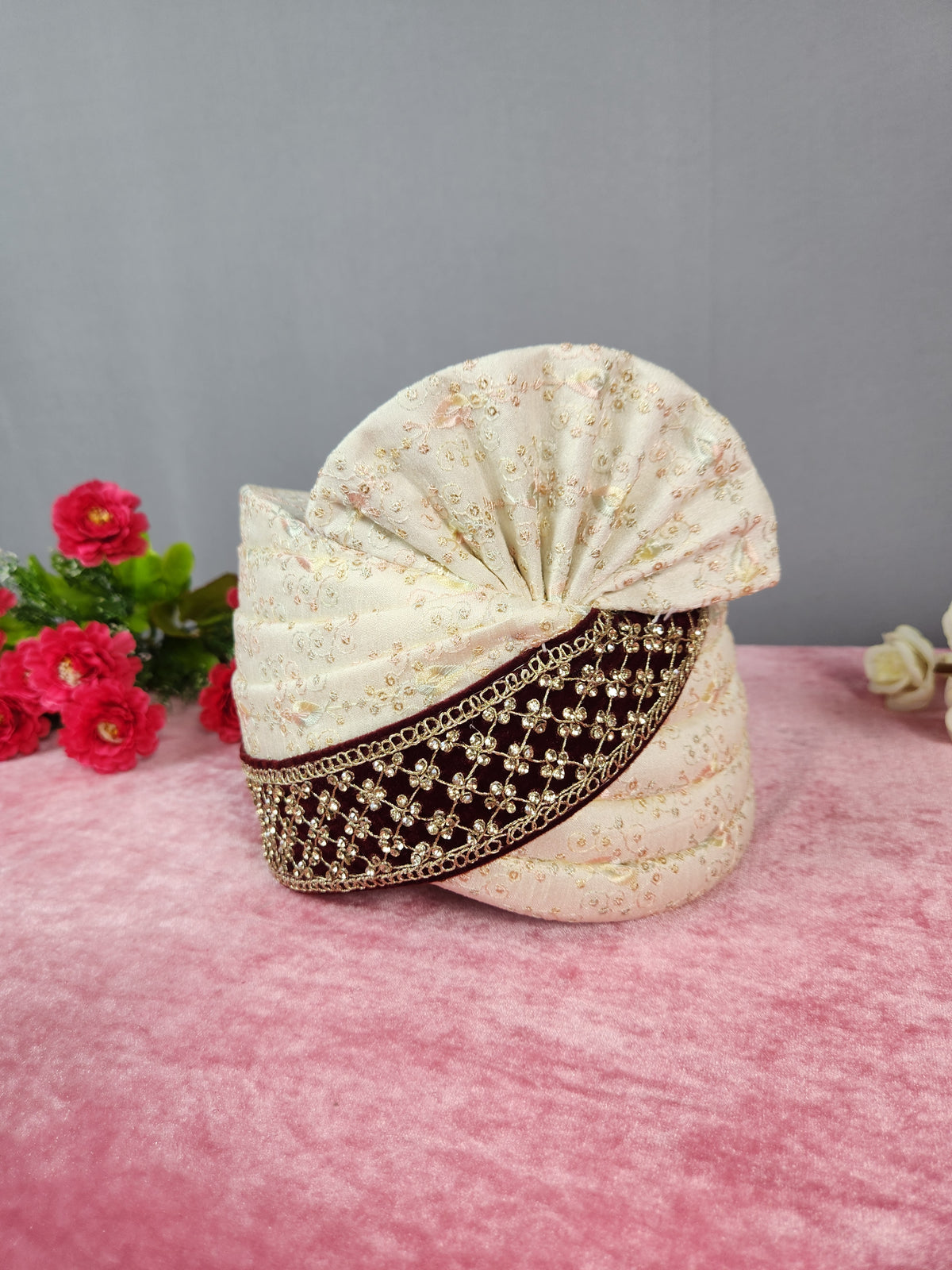 Cream Ivory Groom Turban Shawl | Dupatta Safa Set For Men
