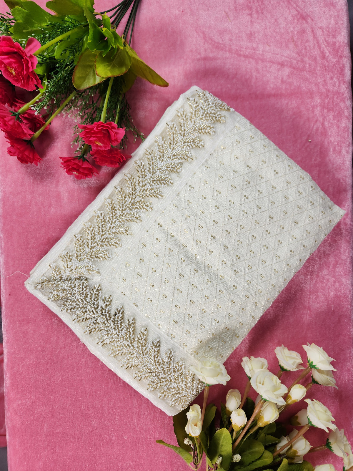 White Groom Shawl - Beads Work | Shawl For Men
