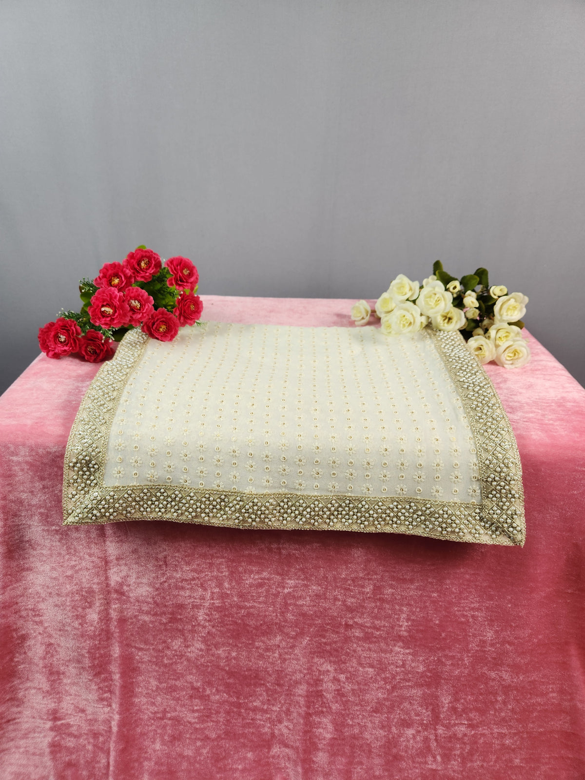 White Groom Shawl - Pearl Work | Shawl For Men