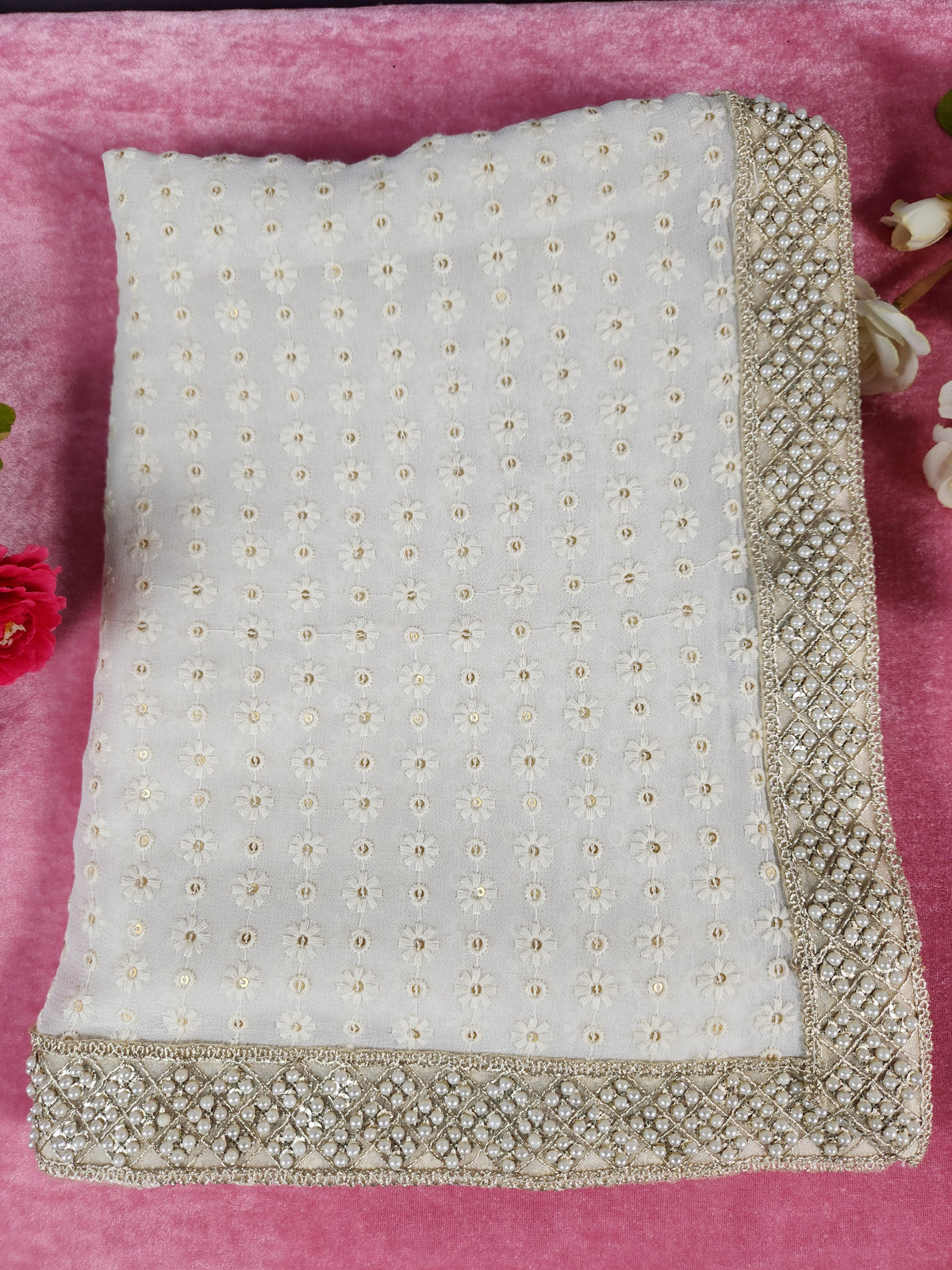 White Groom Shawl - Pearl Work | Shawl For Men