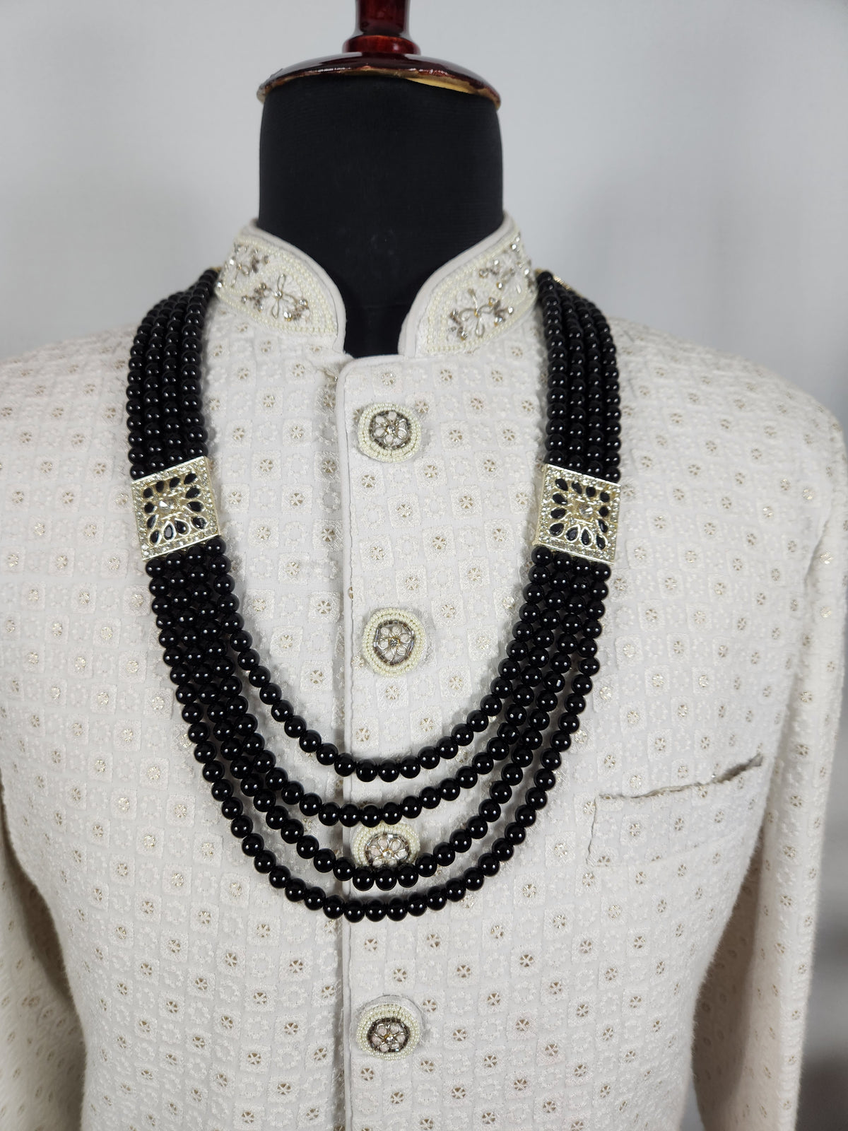 Black Pearl Necklace Groom | Wedding Mala For Sherwani