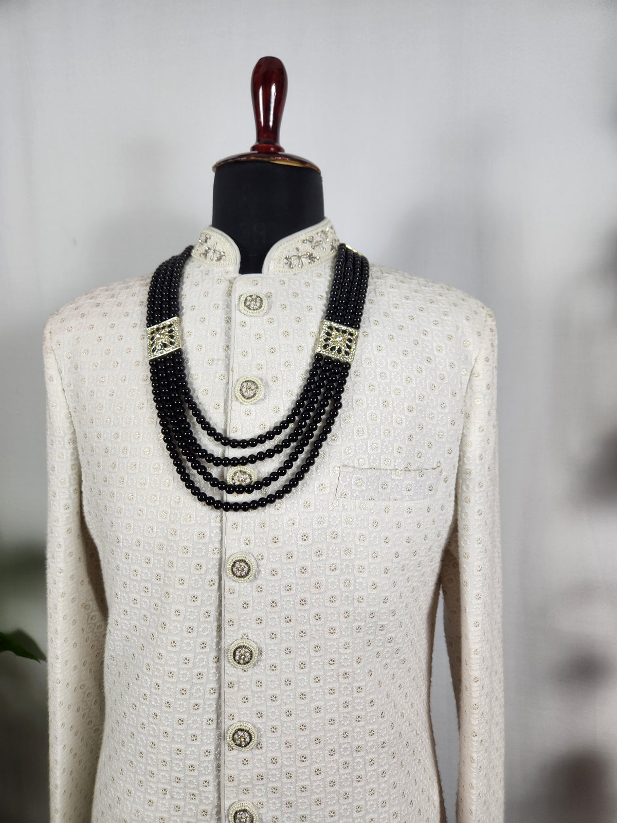 Black Pearl Necklace Groom | Wedding Mala For Sherwani