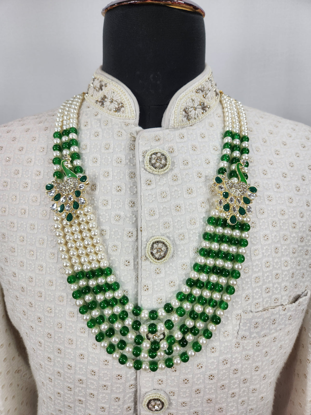 Emerald Kundan Necklace Groom | Wedding Mala For Sherwani