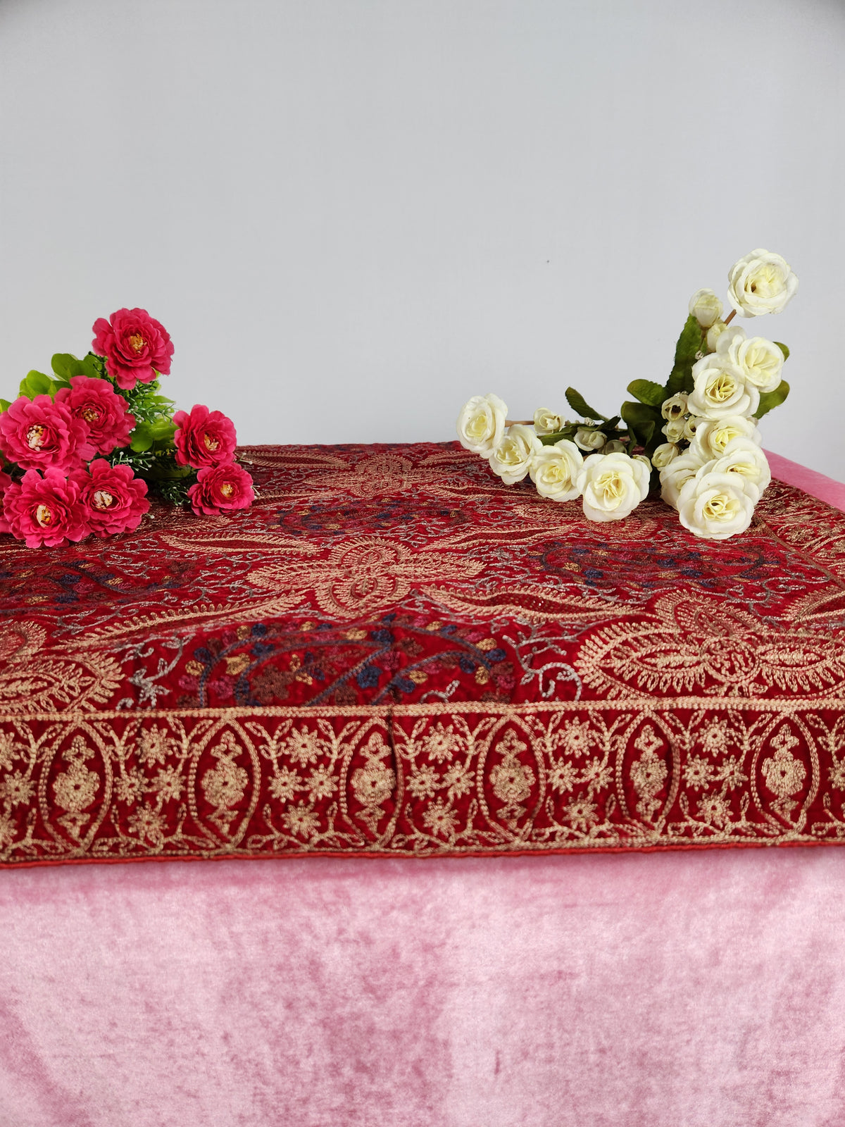 Red Groom Shawl - Multi Color Embroidery | Shawl For Men