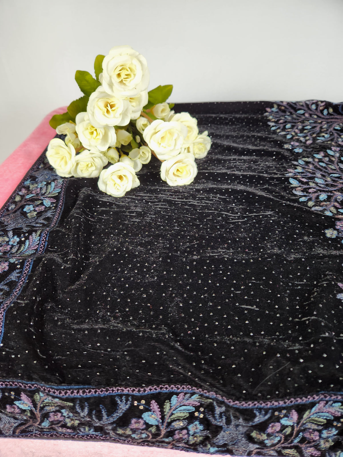 Black Groom Shawl - Scenery Embroidery | Stole For Men